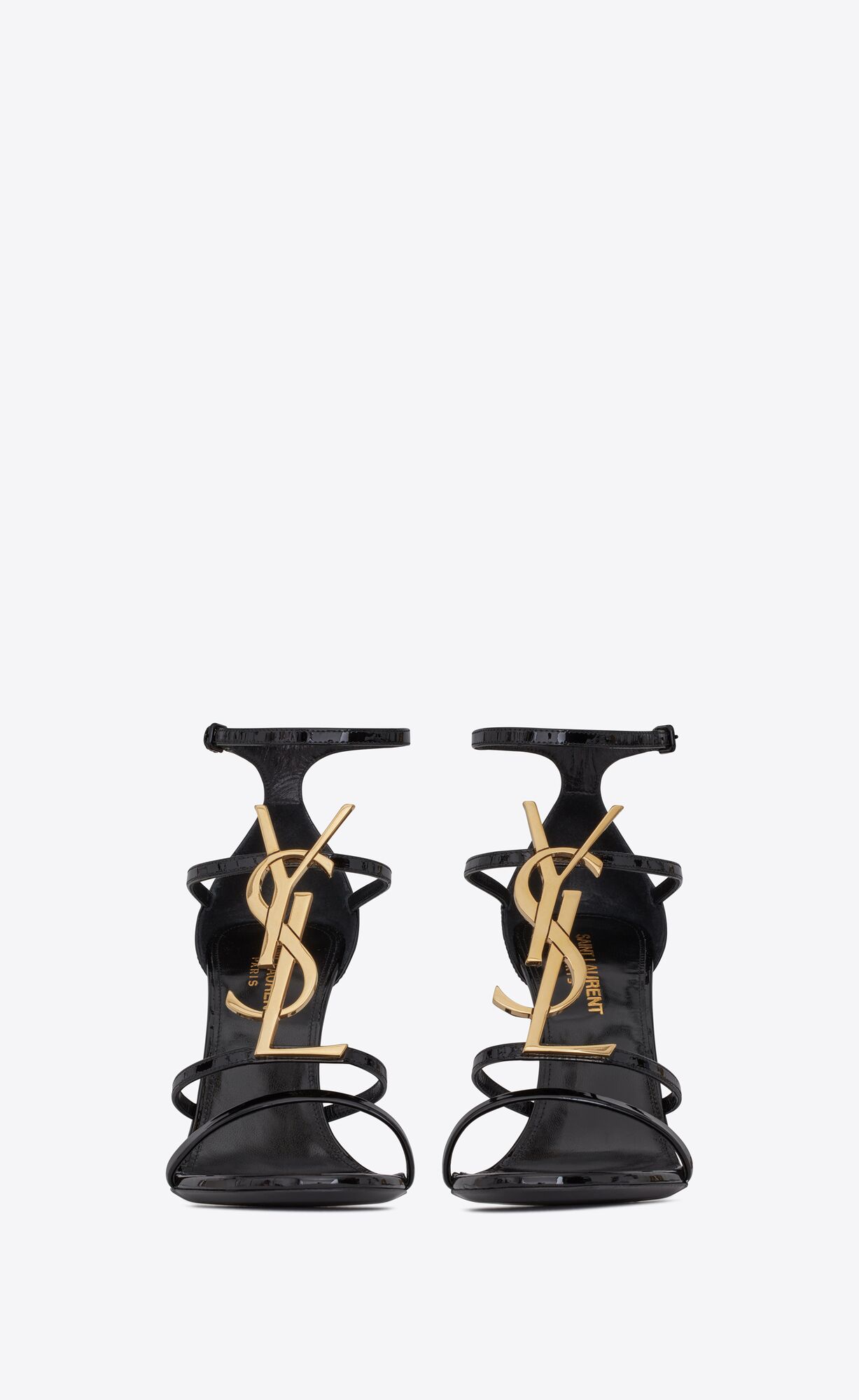 YSL Cassandra Sandals In Lakovane Kozene Noir | 82601-UWDO