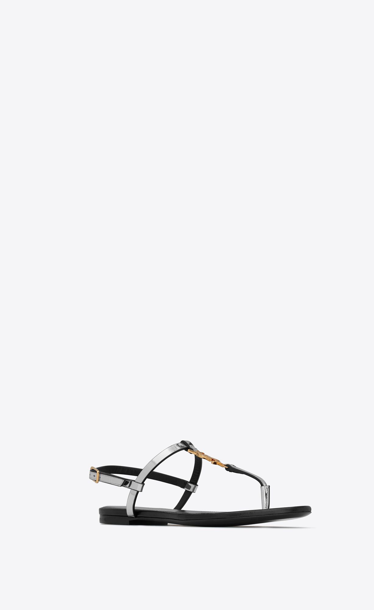 YSL Cassandra Sandals In Reflective Kozene Argent | 28063-GEHJ