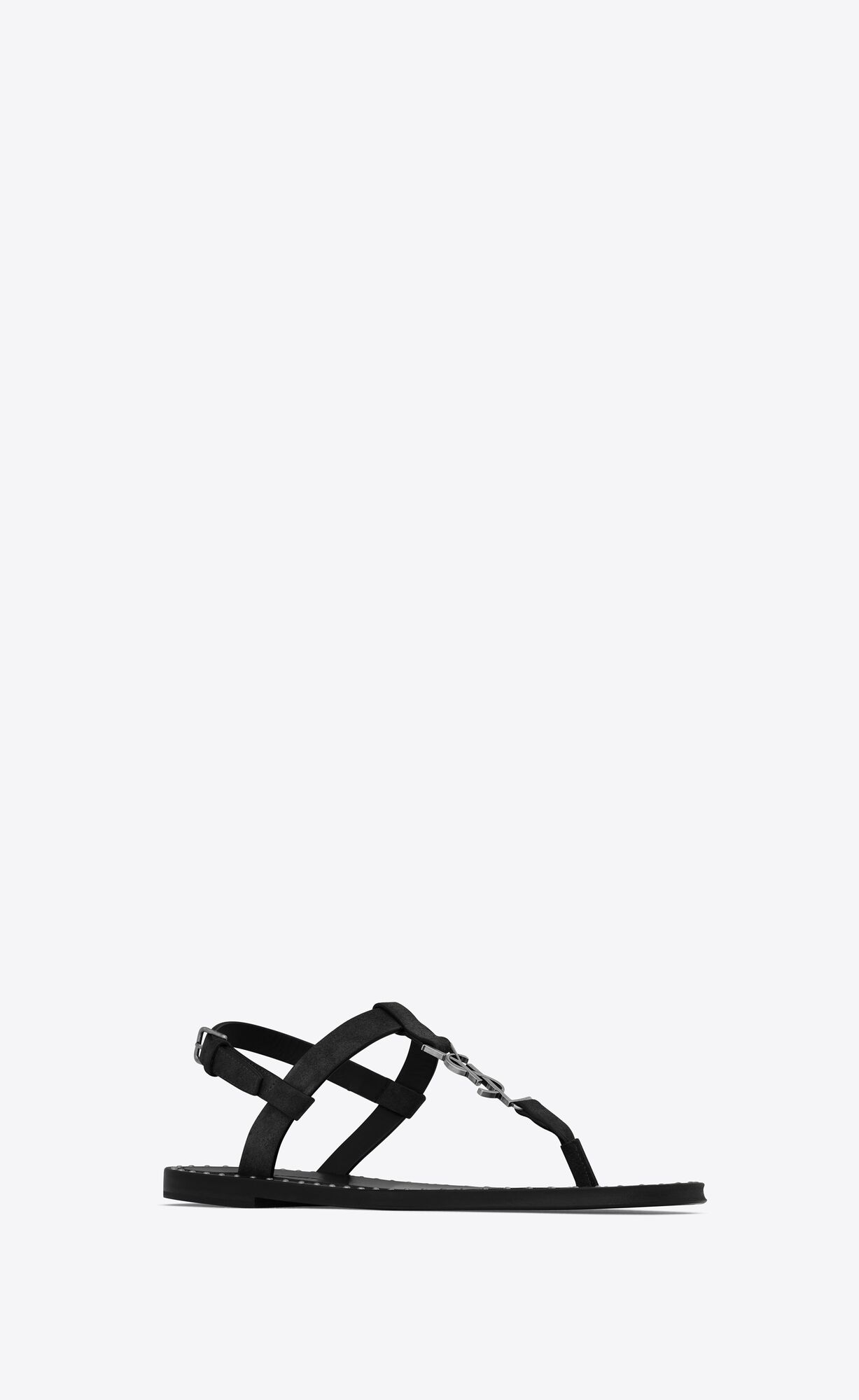 YSL Cassandra Sandals In Semisove Noir | 34182-QTNC