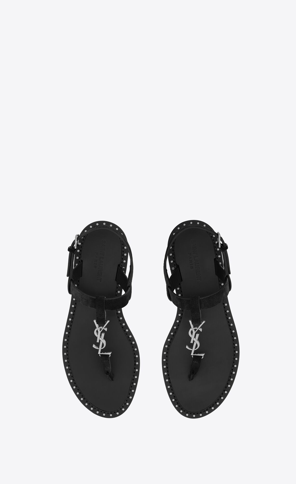 YSL Cassandra Sandals In Semisove Noir | 34182-QTNC