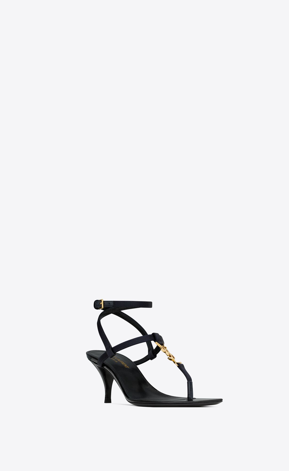 YSL Cassandra Sandals In Silk Satin Námornícka Modrá | 63108-VBNH