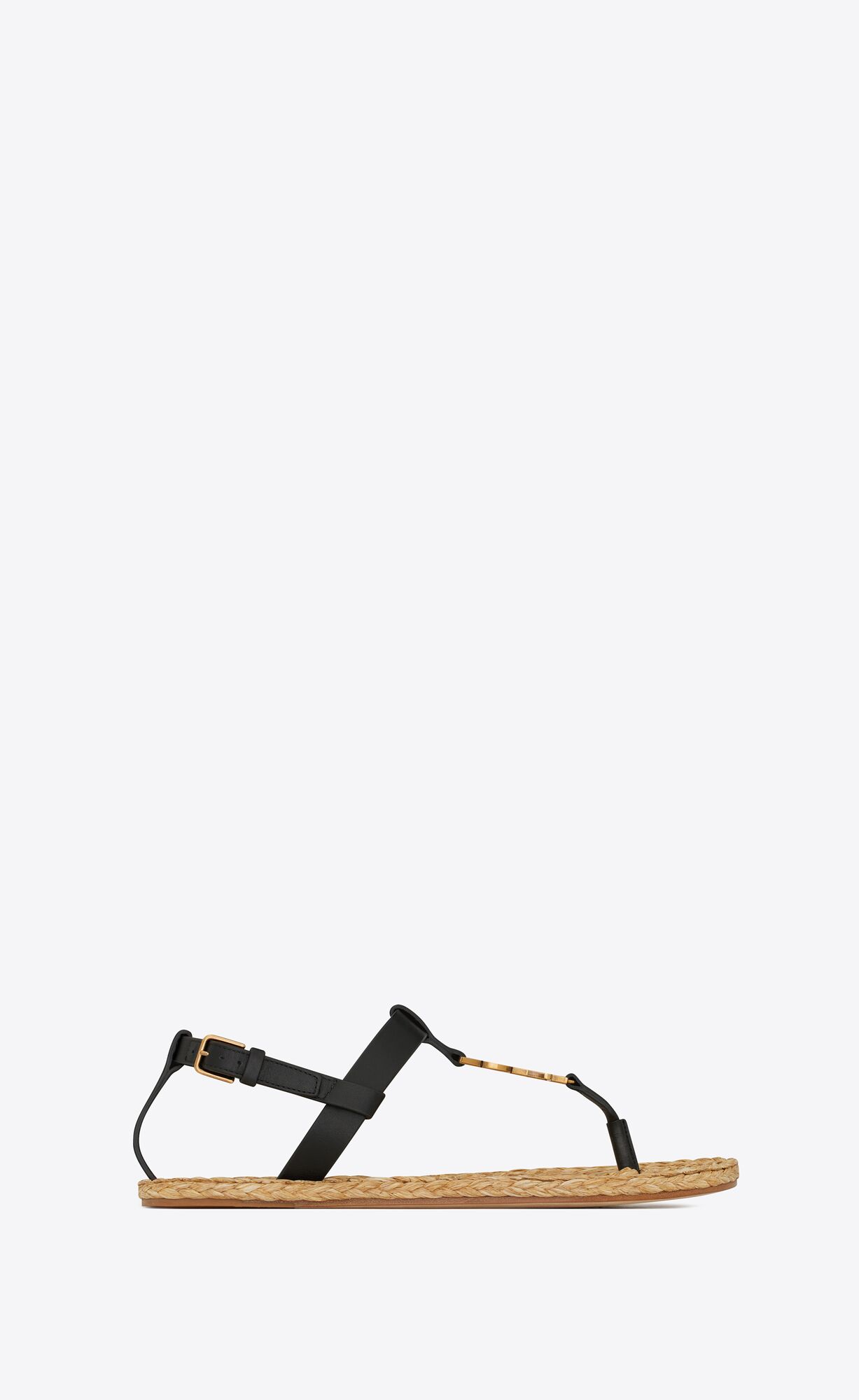 YSL Cassandra Sandals In Smooth Kozene Noir | 96402-XMYF