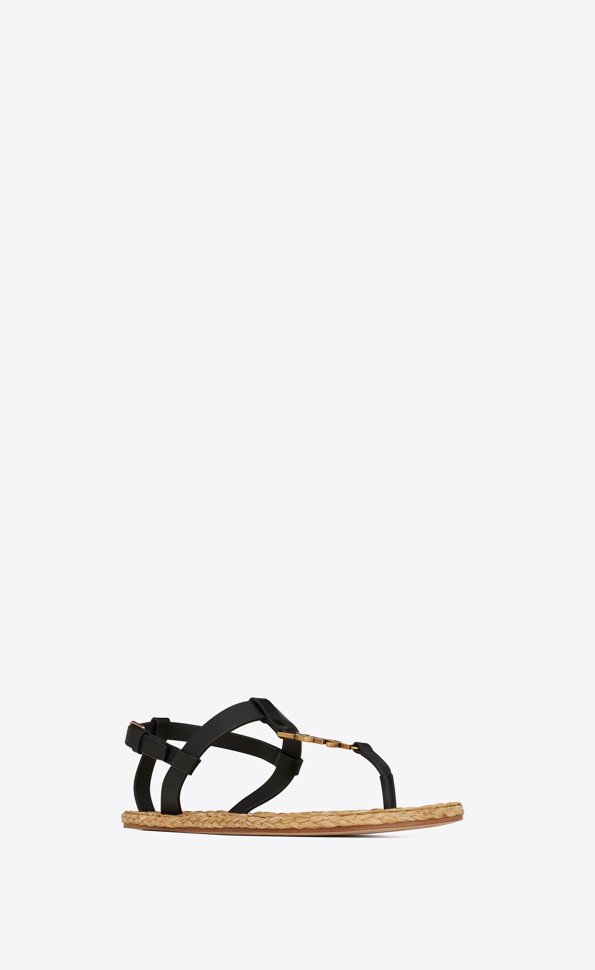 YSL Cassandra Sandals In Smooth Kozene Noir | 96402-XMYF