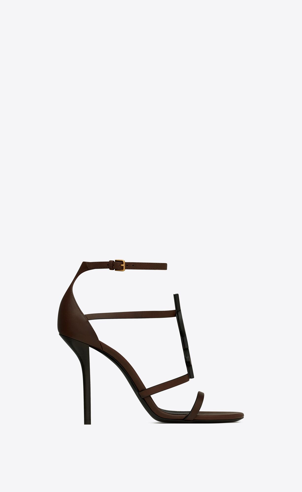 YSL Cassandra Sandals In Smooth Kozene Tmavo Čokoláda | 56820-CINO