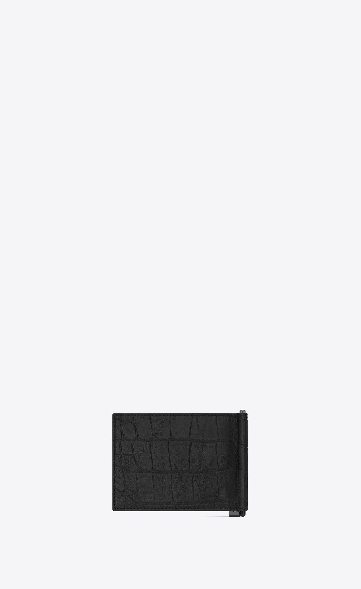 YSL Cassandre Bill Clip Wallet In Crocodile-embossed Kozene Čierne | 56421-GUOQ