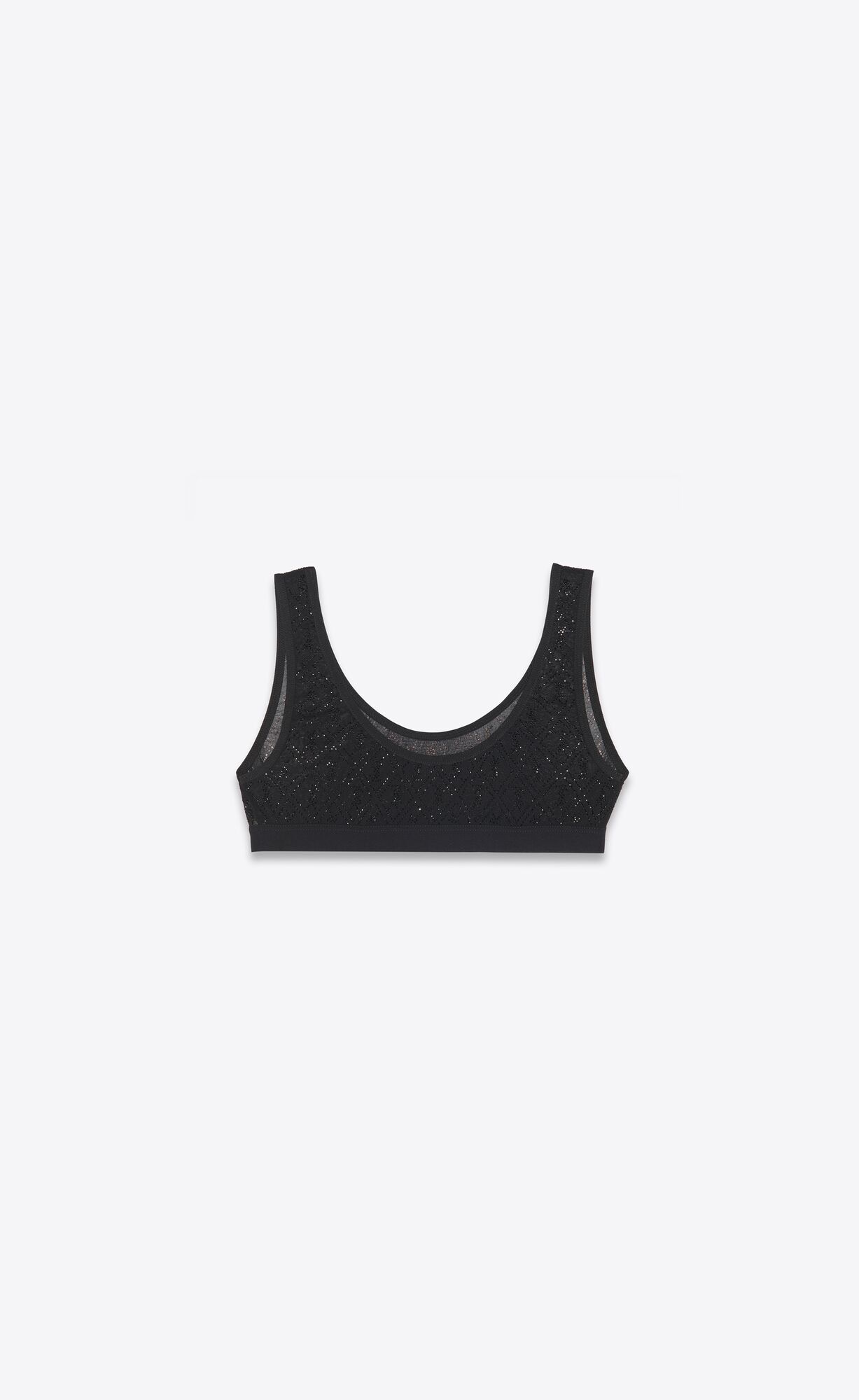 YSL Cassandre Bralette In Tulle Jersey And Rhinestones Noir | 30415-ORAK