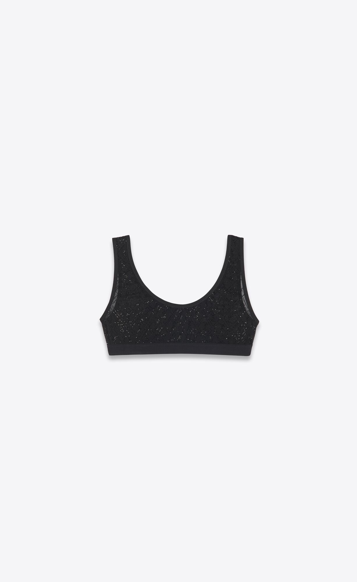 YSL Cassandre Bralette In Tulle Jersey And Rhinestones Noir | 30415-ORAK