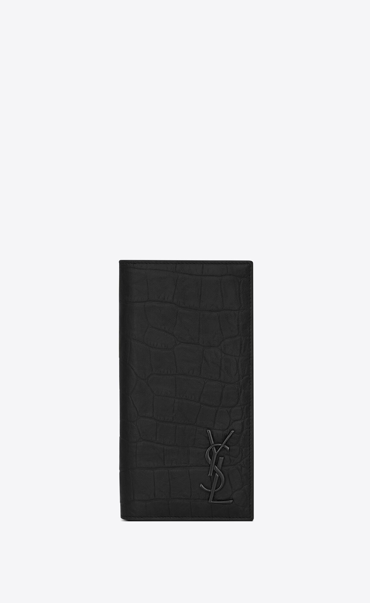 YSL Cassandre Continental Wallet In Crocodile-embossed Kozene Čierne | 90152-EVGP