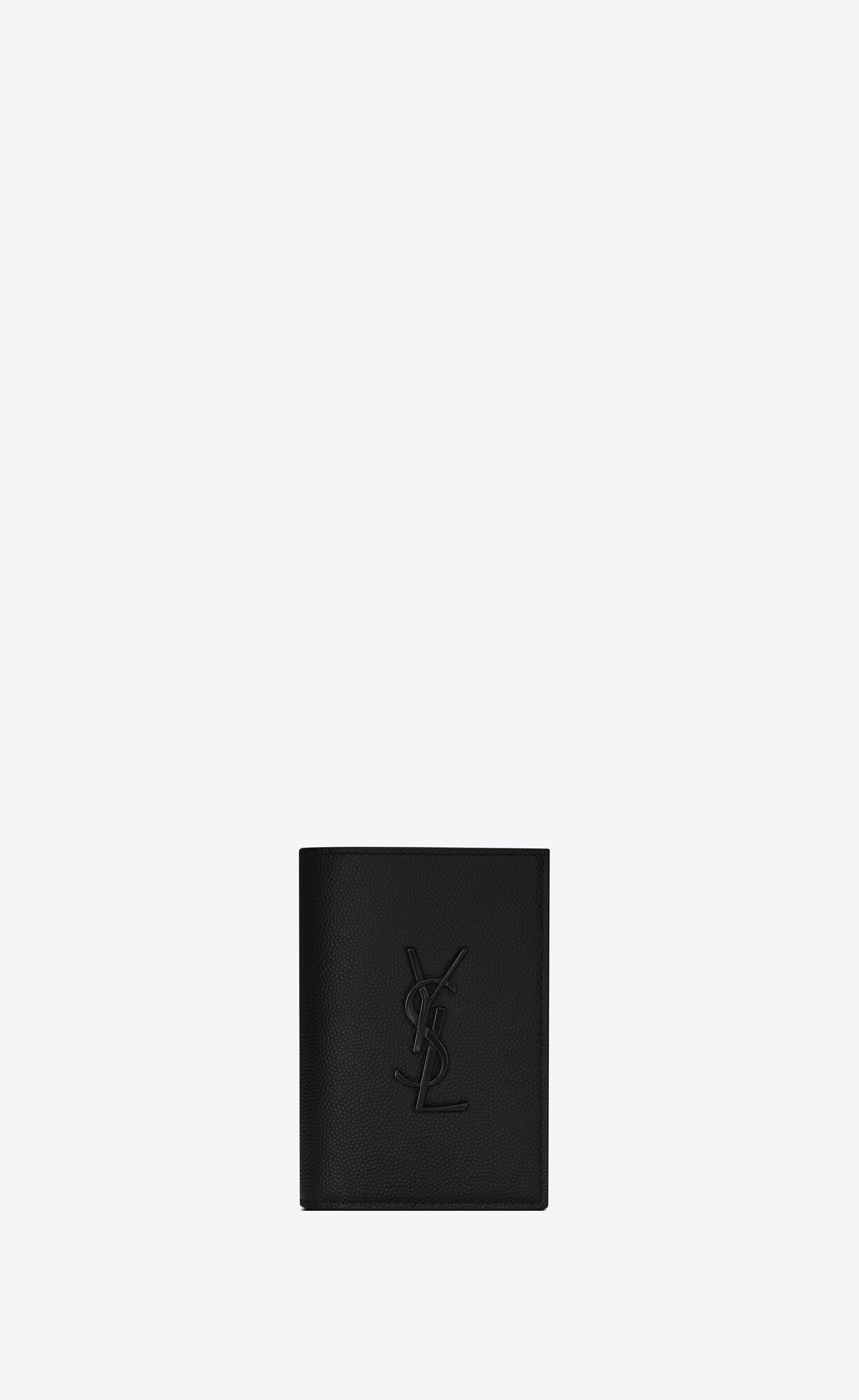 YSL Cassandre Credit Card Wallet In Grain De Poudre Embossed Kozene Čierne | 83164-AFMK