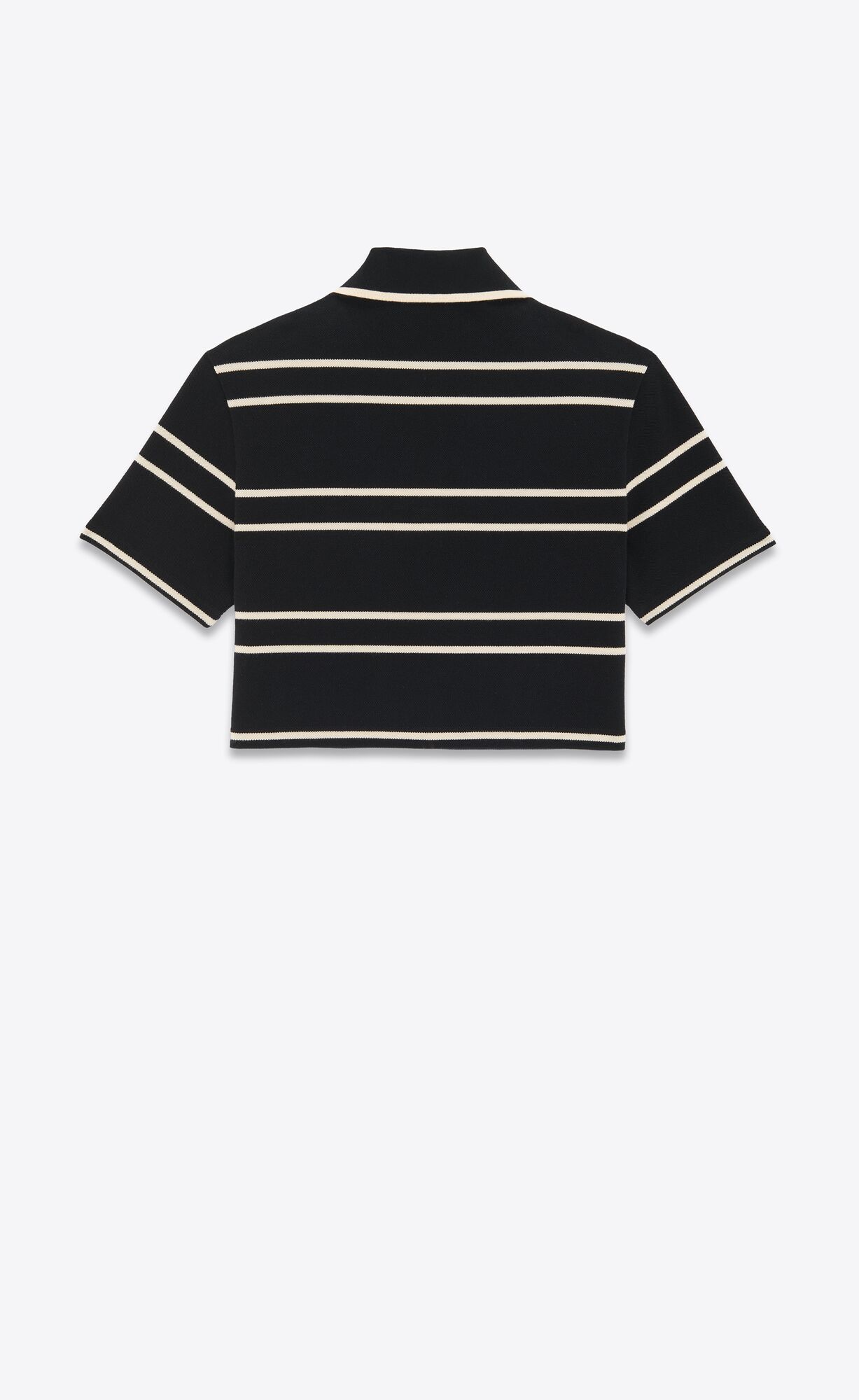 YSL Cassandre Cropped Polo Shirt Noir Craie | 80425-DEKS