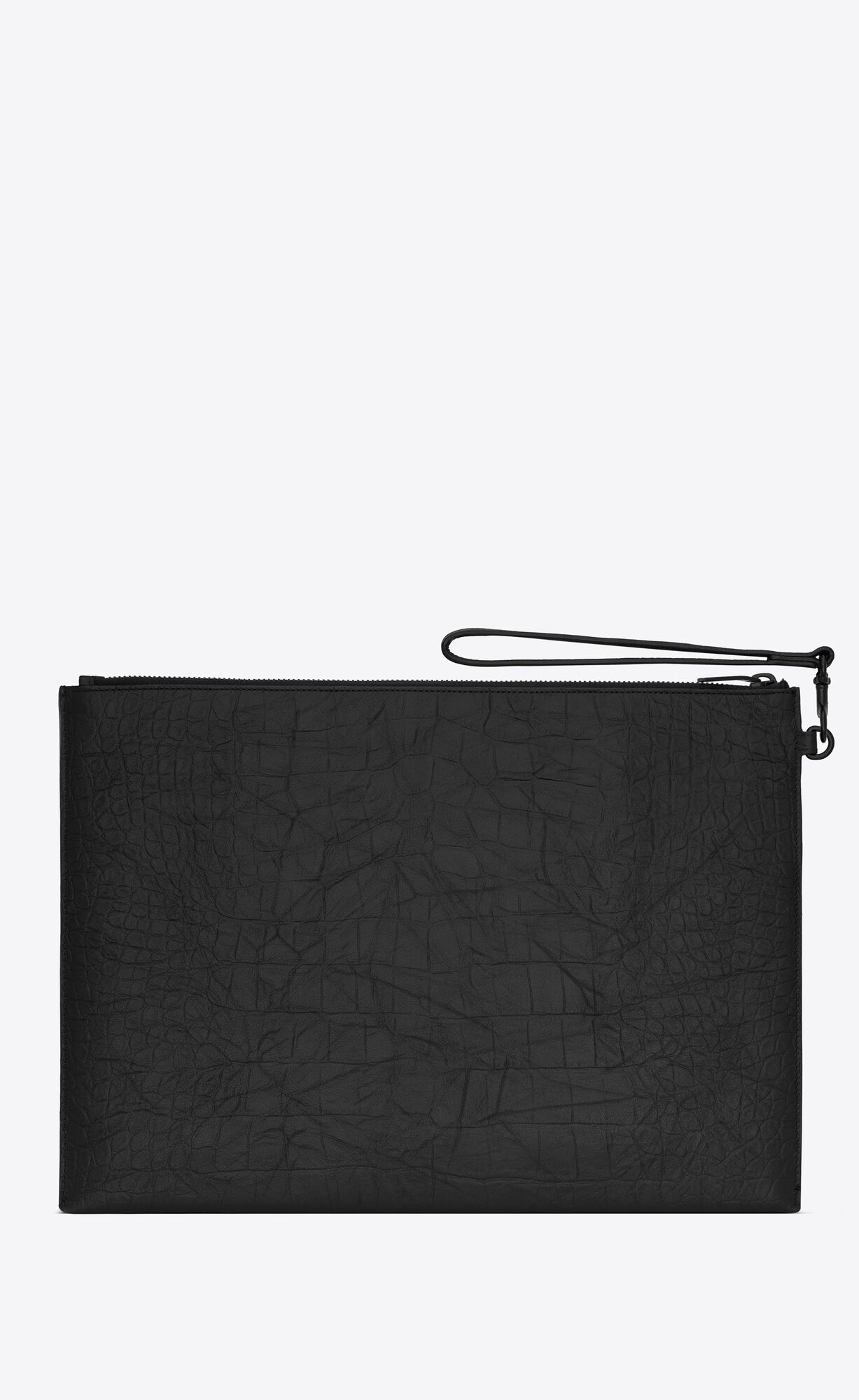 YSL Cassandre Document Holder In Crocodile-embossed Kozene Noir | 69517-TXQU