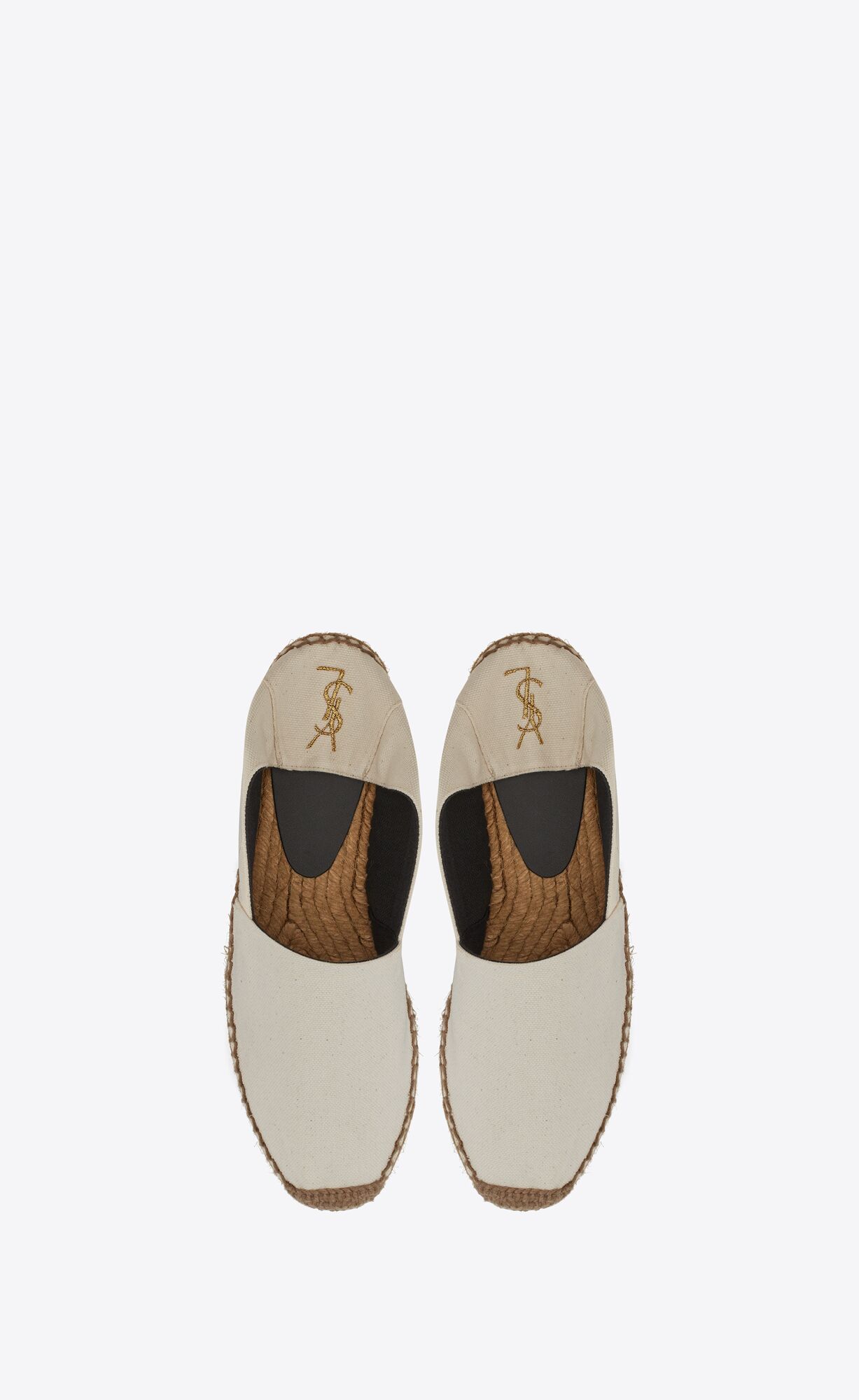 YSL Cassandre Embroidered Espadrilles In Platene Krém | 37249-TFOD