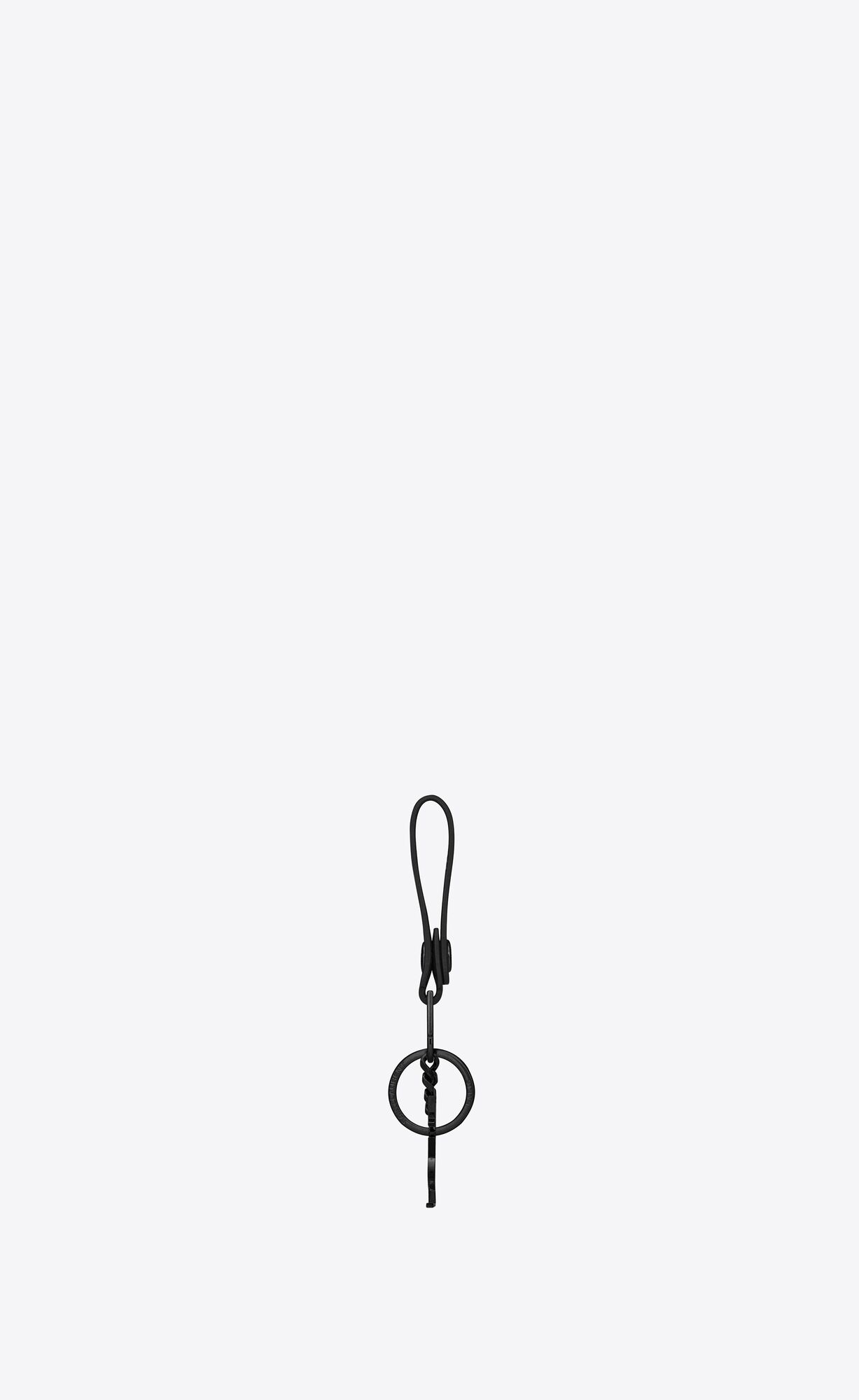 YSL Cassandre Key Ring In Grain De Poudre Embossed Kozene Čierne | 74139-WOUK