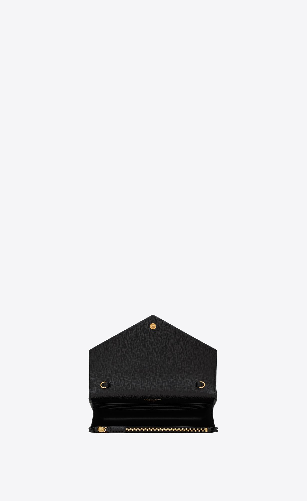 YSL Cassandre Matelassé Envelope Chain Wallet In Grain De Poudre Embossed Kozene Noir | 35620-CVXN