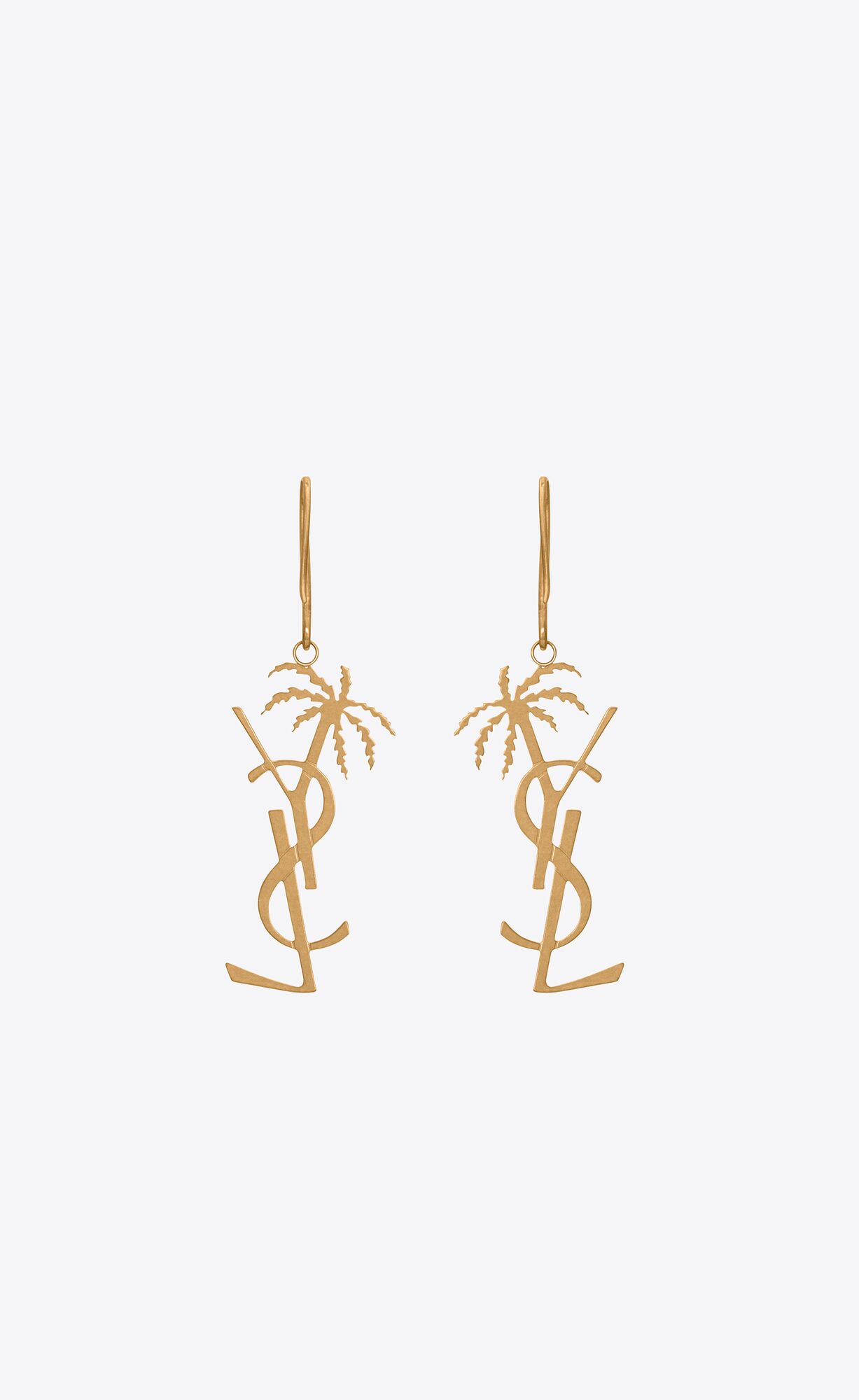 YSL Cassandre Palm Earrings In Metal Zlate | 74013-UZMI