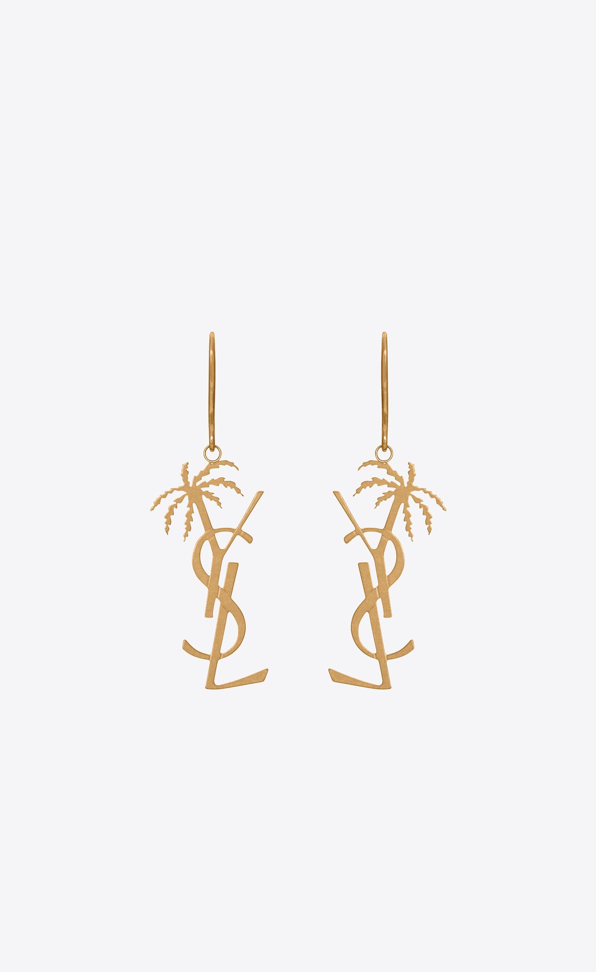 YSL Cassandre Palm Earrings In Metal Zlate | 74013-UZMI