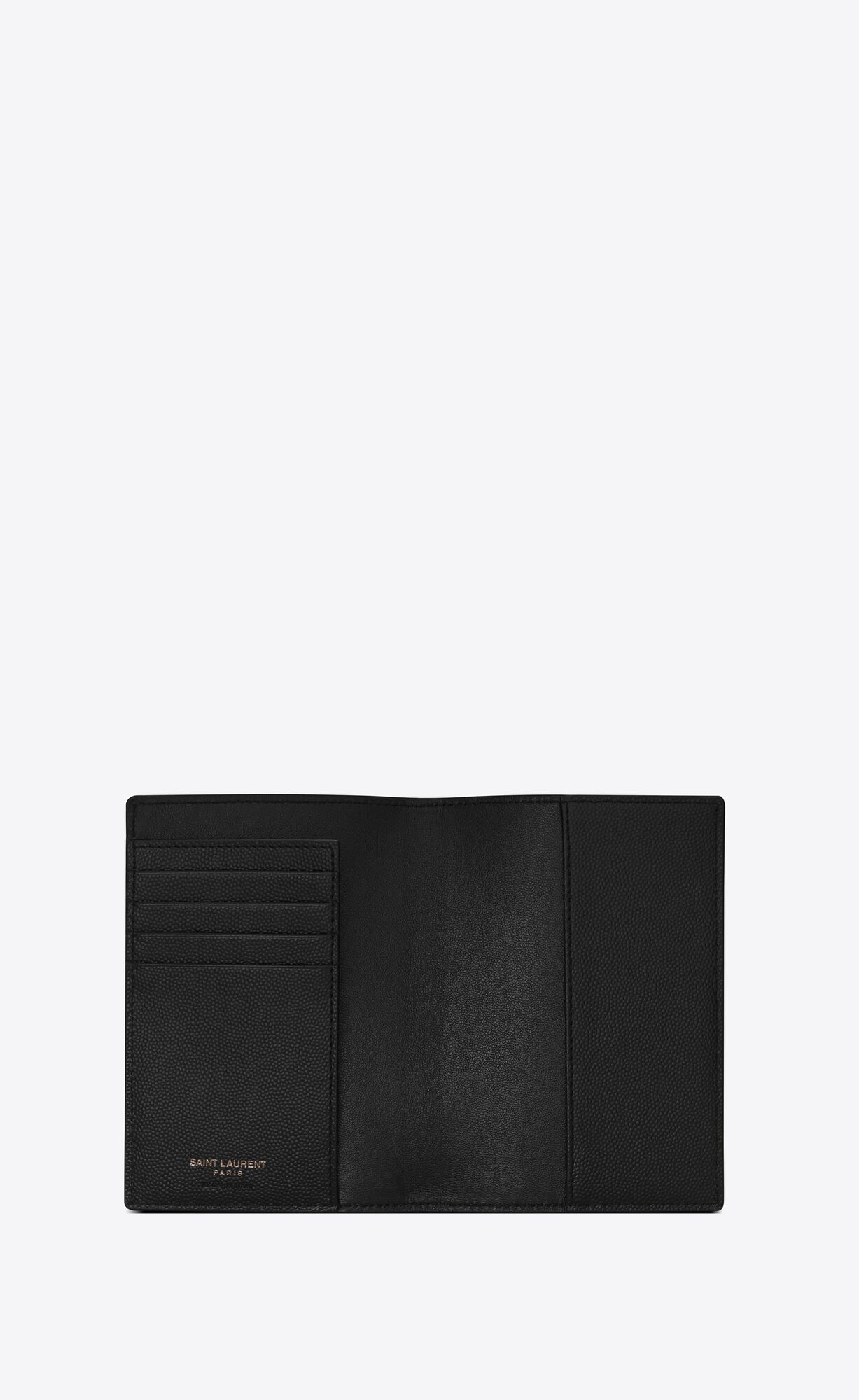 YSL Cassandre Passport Case In Grain De Poudre Embossed Kozene Čierne | 76130-TMQS