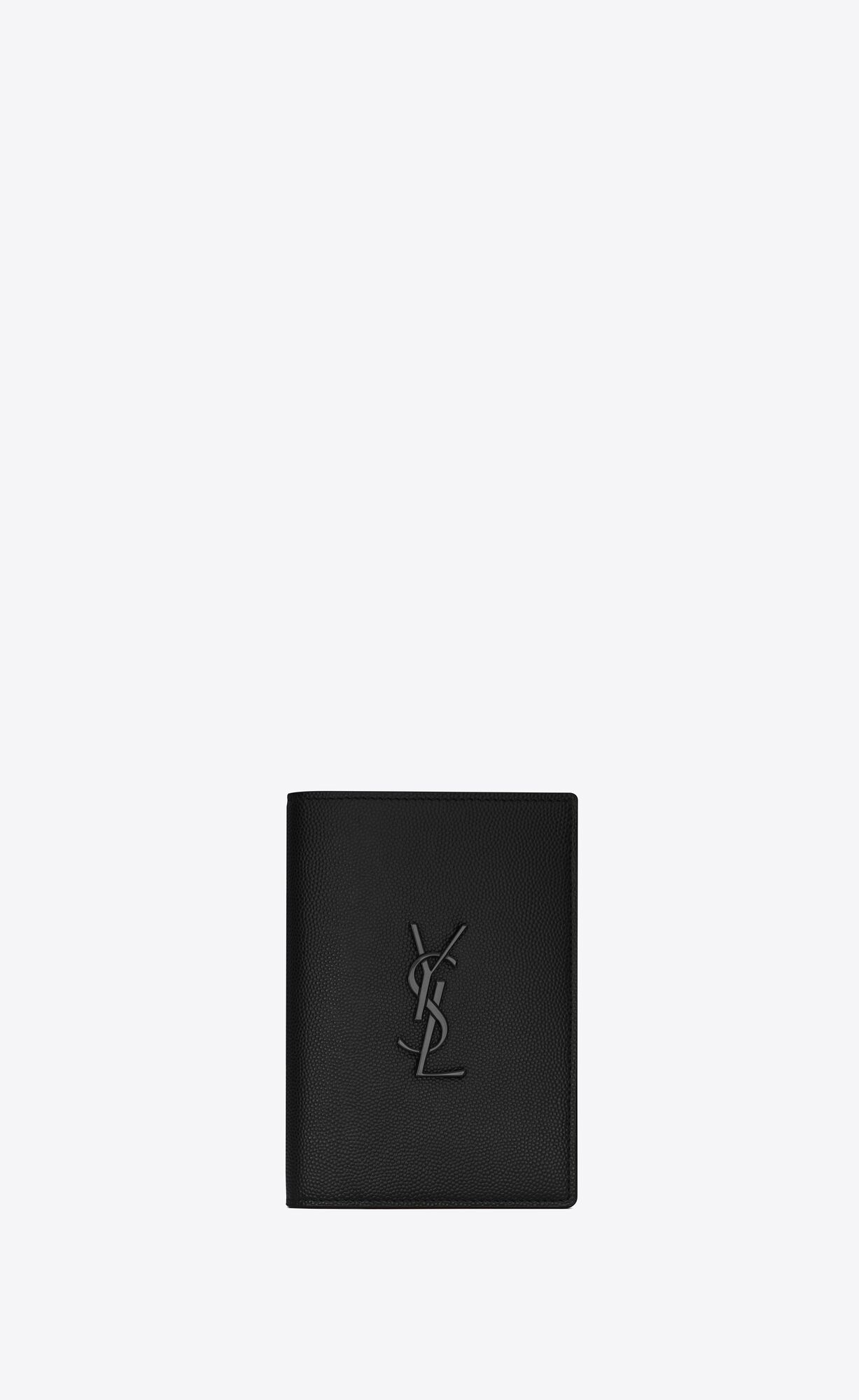 YSL Cassandre Passport Case In Grain De Poudre Embossed Kozene Čierne | 76130-TMQS