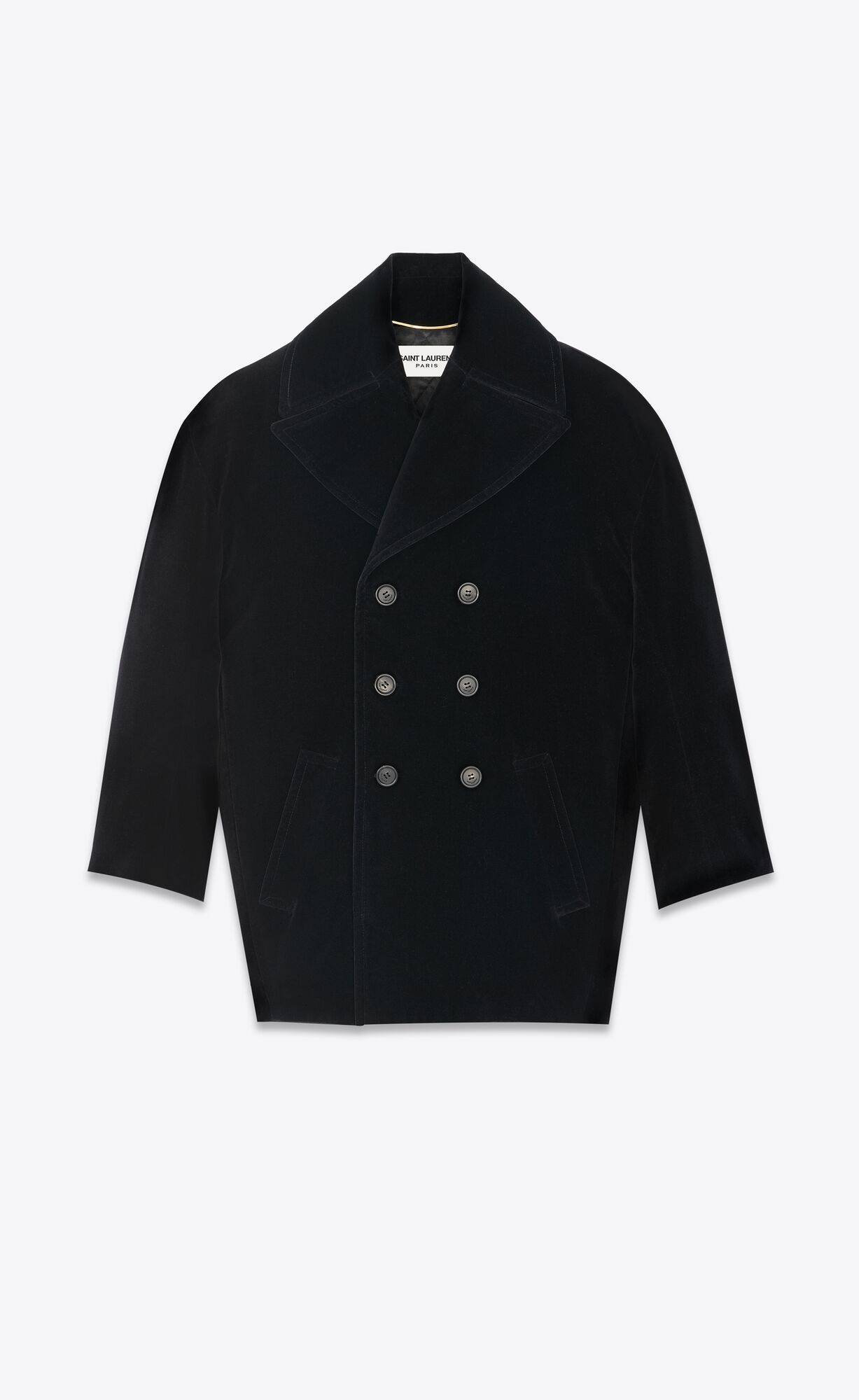 YSL Cassandre Peacoat In Bavlnene Velvet Noir | 63870-DSRI