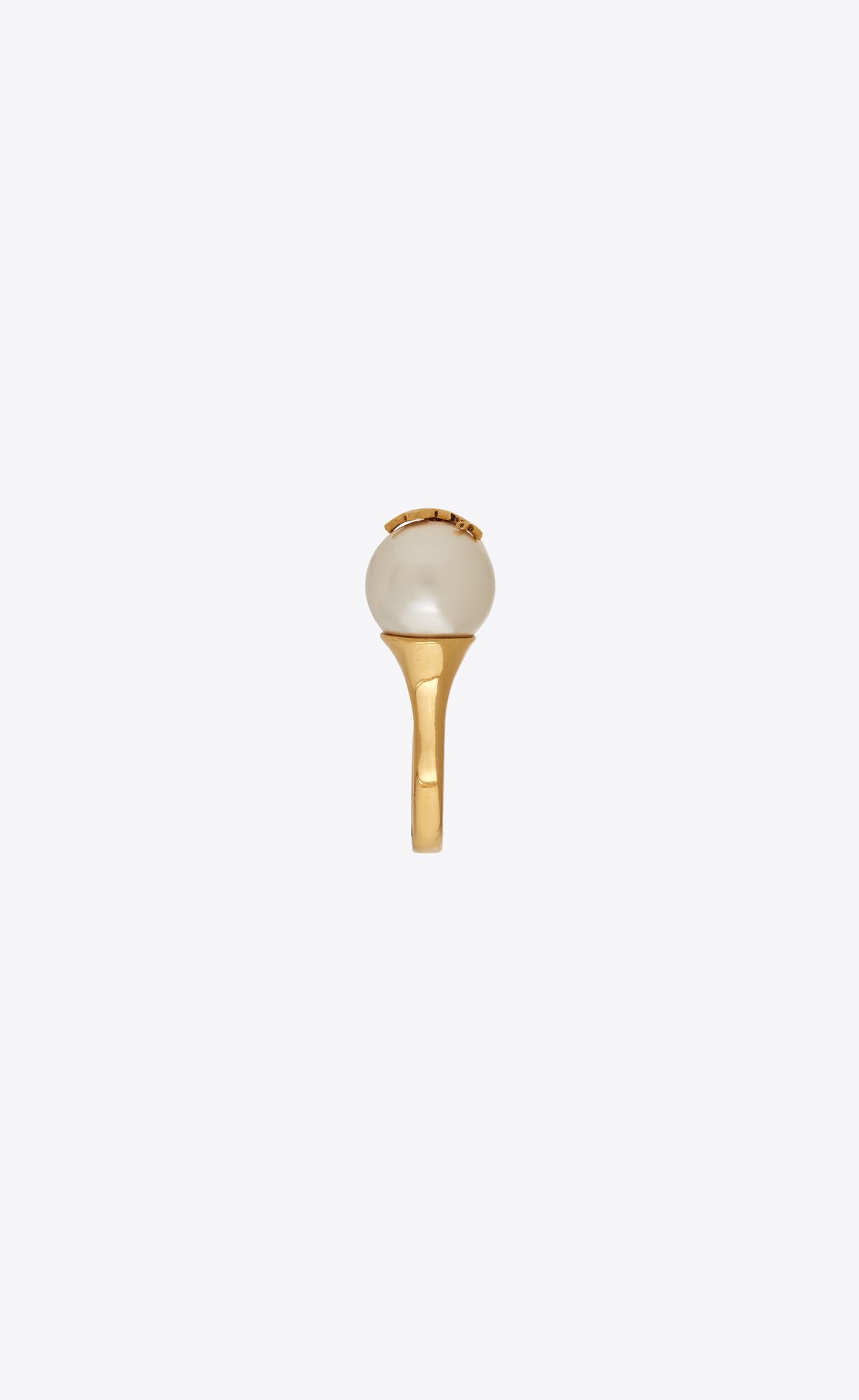 YSL Cassandre Pearl And Ball Ring In Metal Zlate Krém | 02493-KCPD