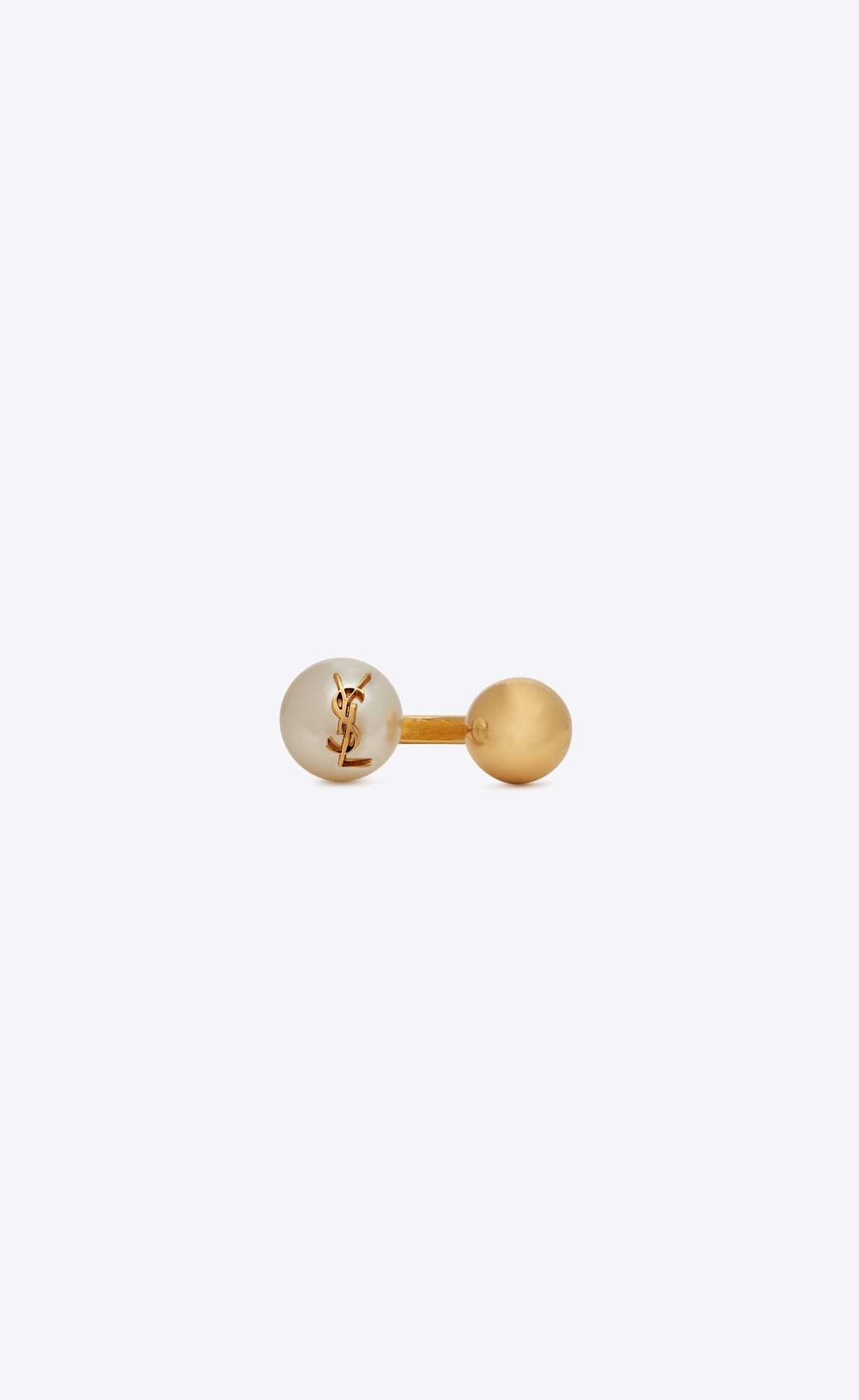 YSL Cassandre Pearl And Ball Ring In Metal Zlate Krém | 02493-KCPD