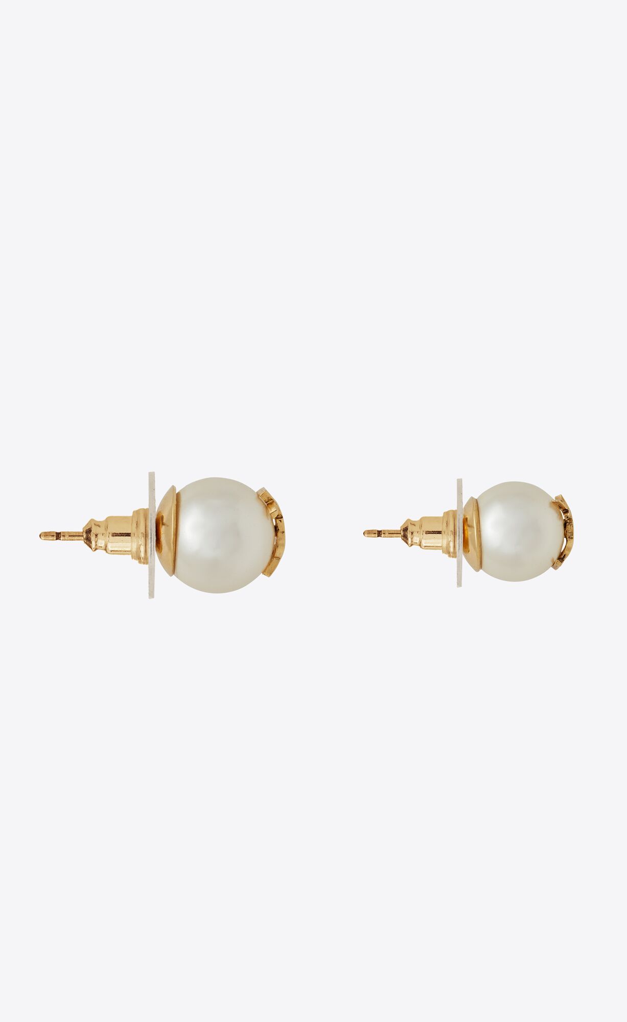 YSL Cassandre Pearl Earrings In Metal Zlate Krém | 97624-JZON