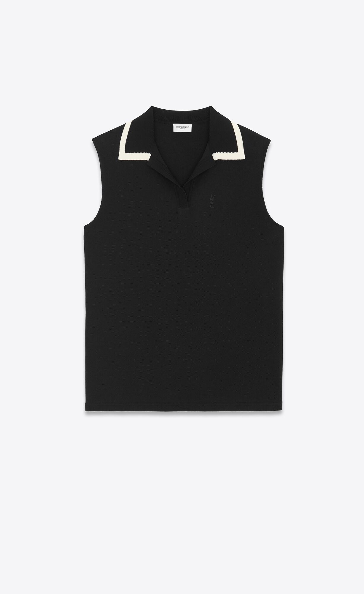 YSL Cassandre Polo Shirt Noir Craie | 43902-JZTB