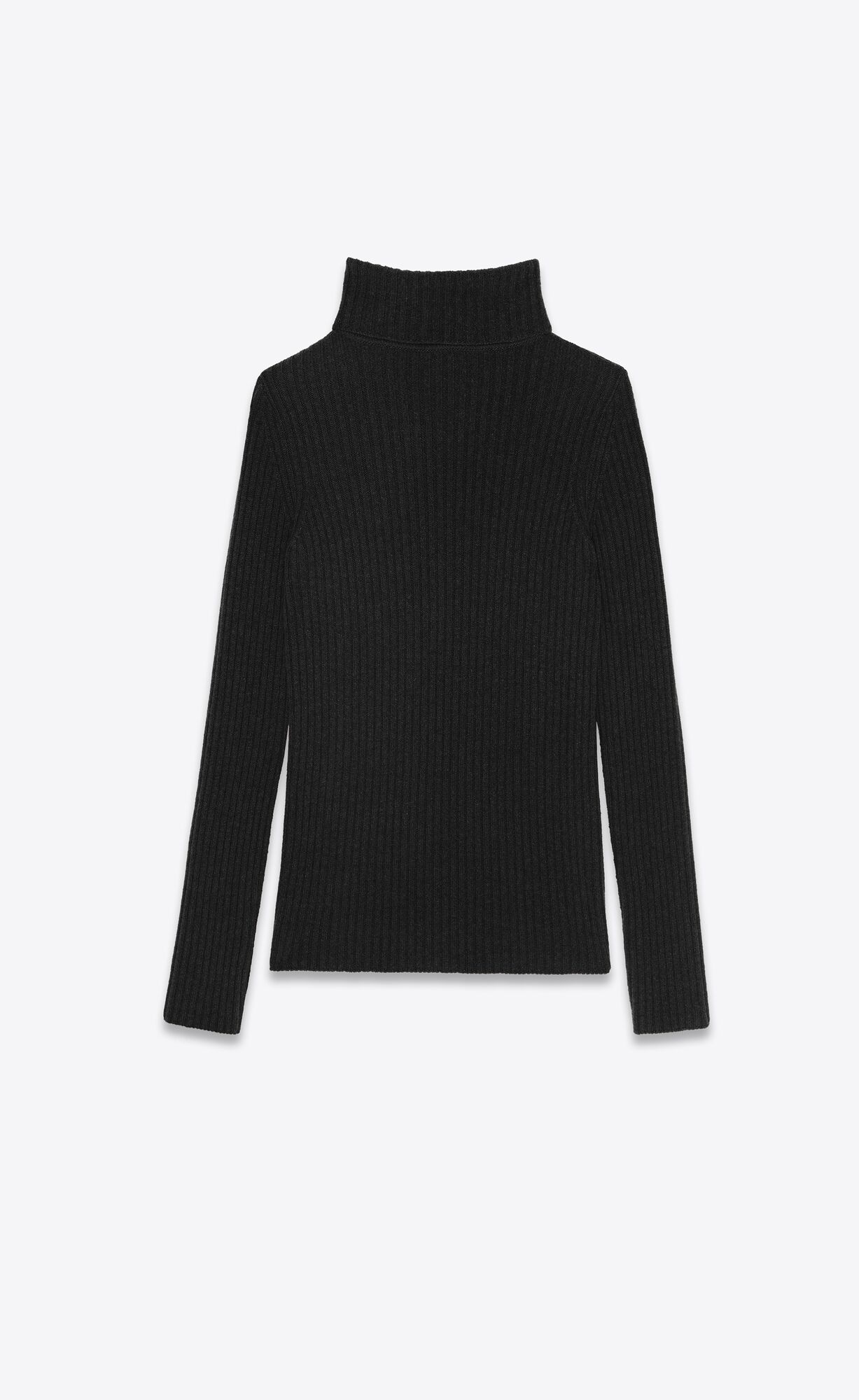 YSL Cassandre Rebrovaný Turtleneck Svetrove Saty In Vlna And Cashmere Čierne | 92576-CNZU