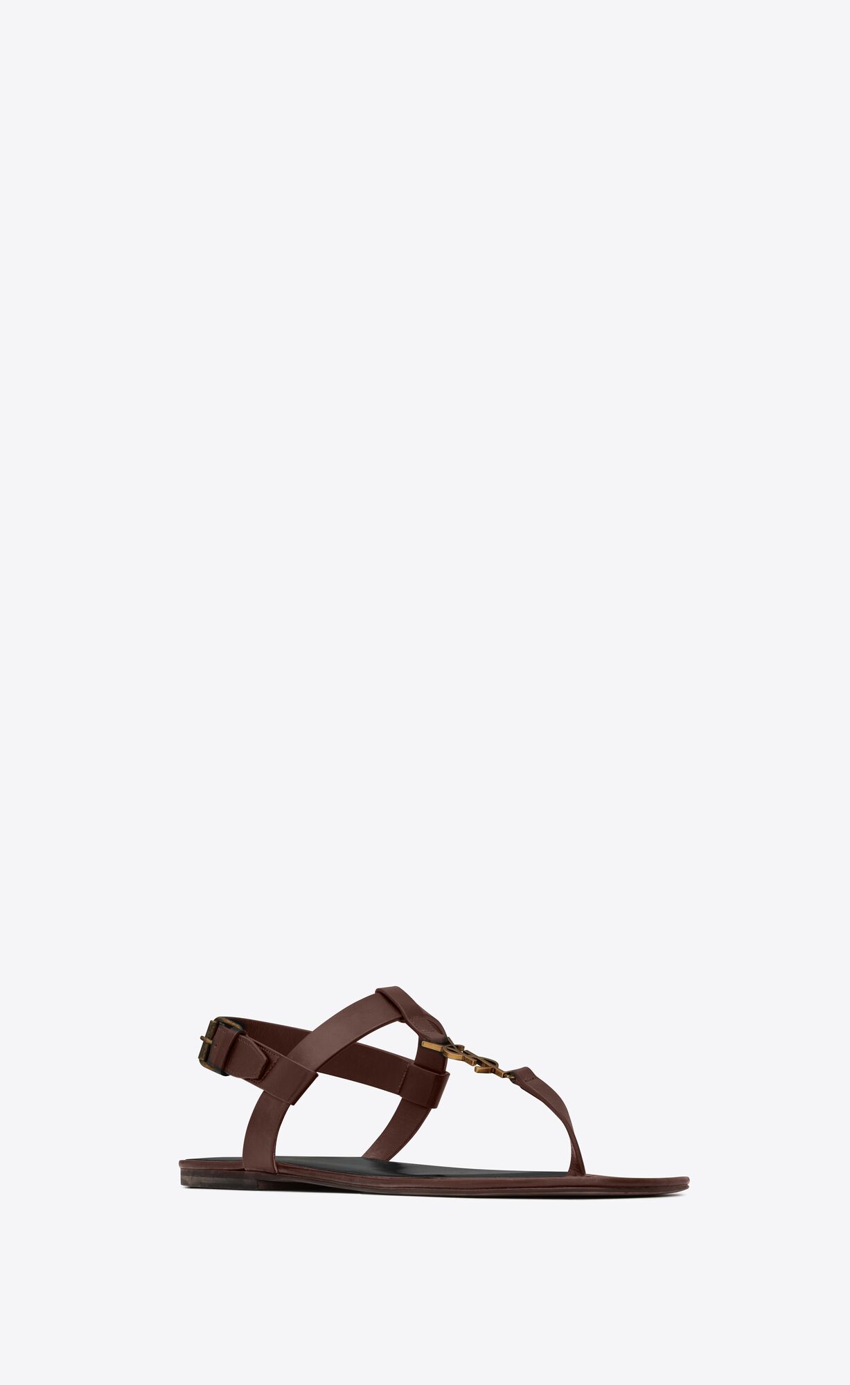 YSL Cassandre Sandals In Smooth Kozene Tmavo Čokoláda | 25340-UNAO