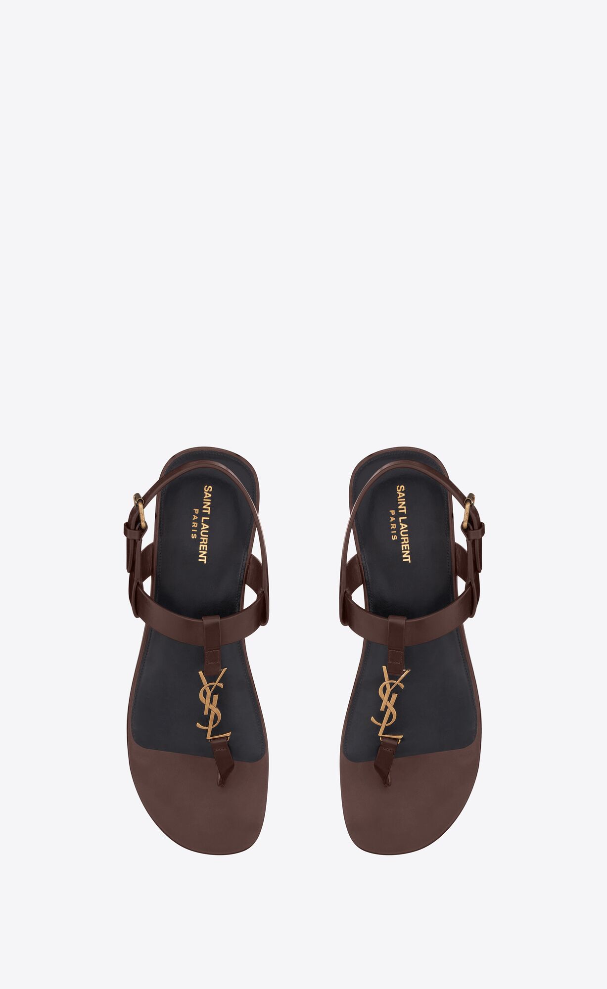 YSL Cassandre Sandals In Smooth Kozene Tmavo Čokoláda | 25340-UNAO