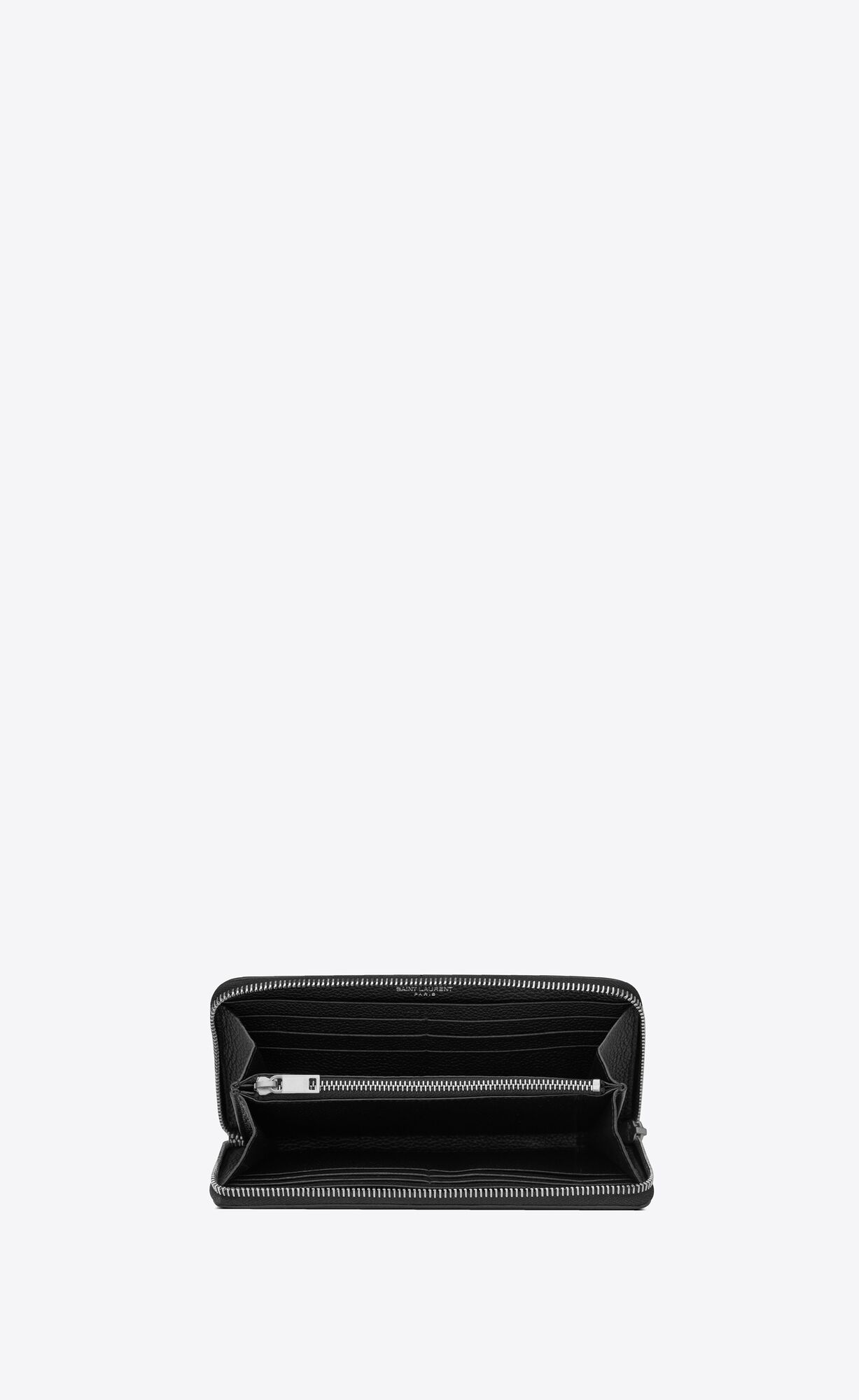 YSL Cassandre Shadow Saint Laurent Zip-around Wallet In Grained Kozene Čierne | 07823-GDXW