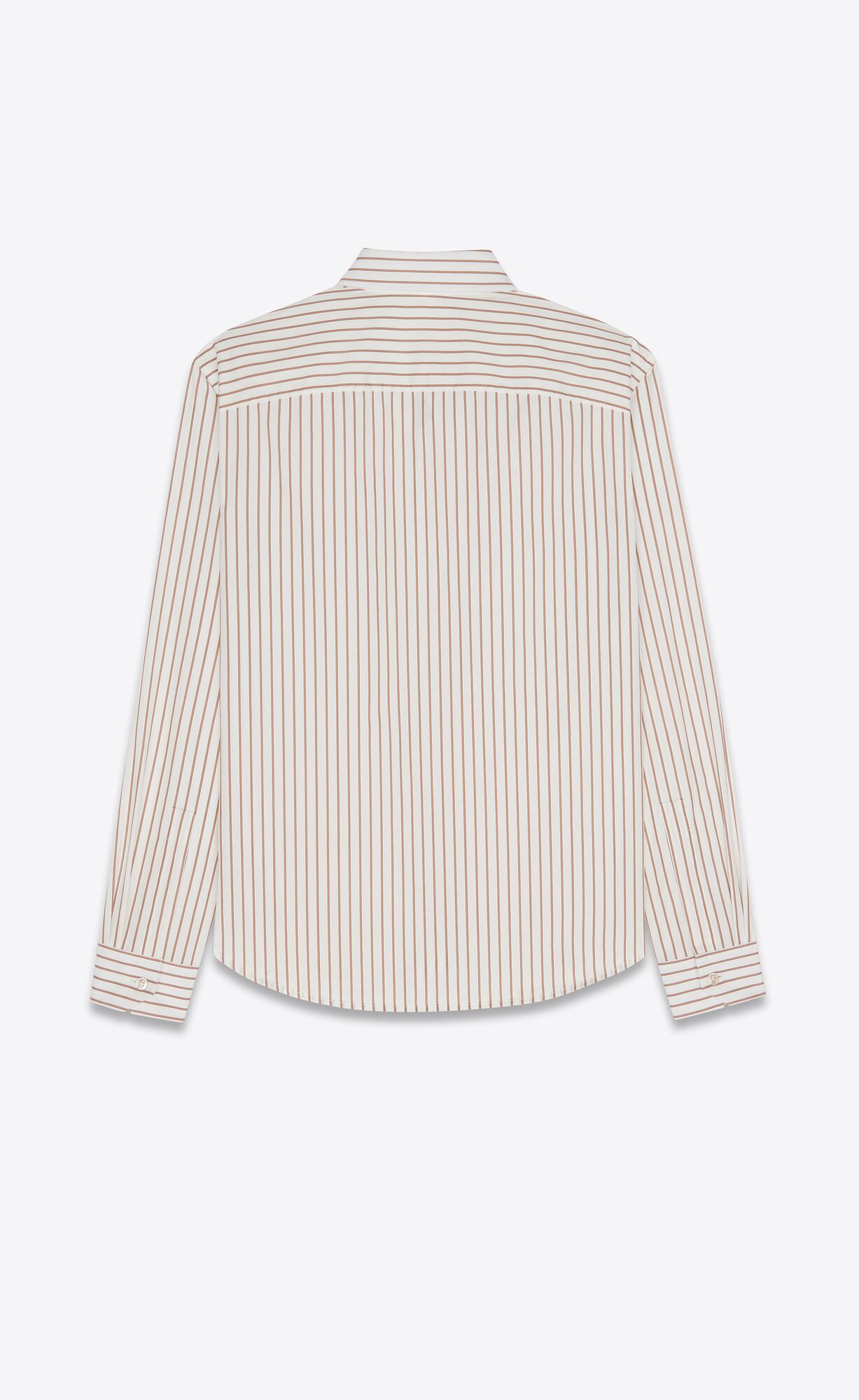 YSL Cassandre Shirt In Pruhované Bavlnene Poplin Creme Caramel | 16582-UBNI