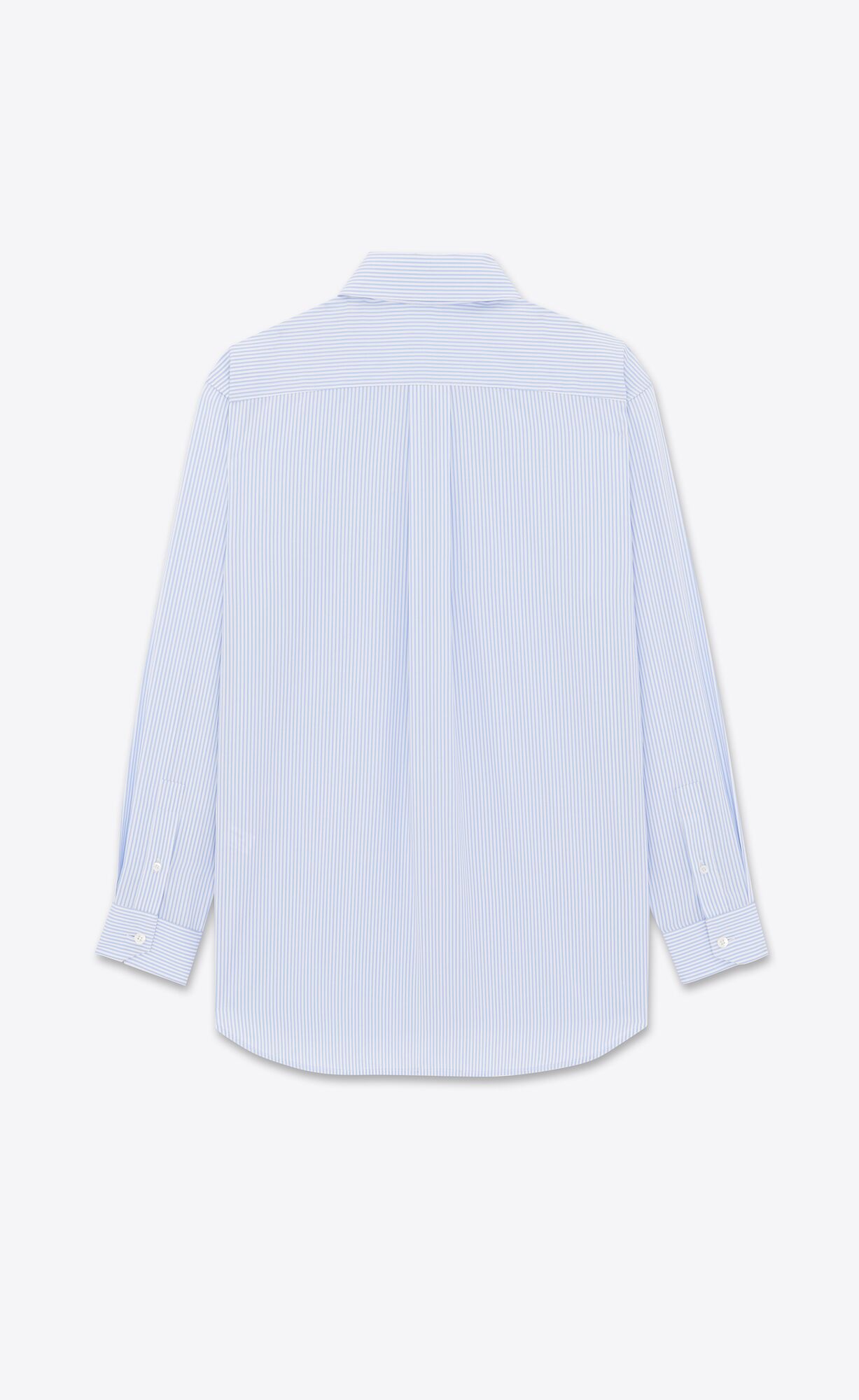 YSL Cassandre Shirt In Pruhované Bavlnene Poplin Blanc Ciel | 30792-HUMX