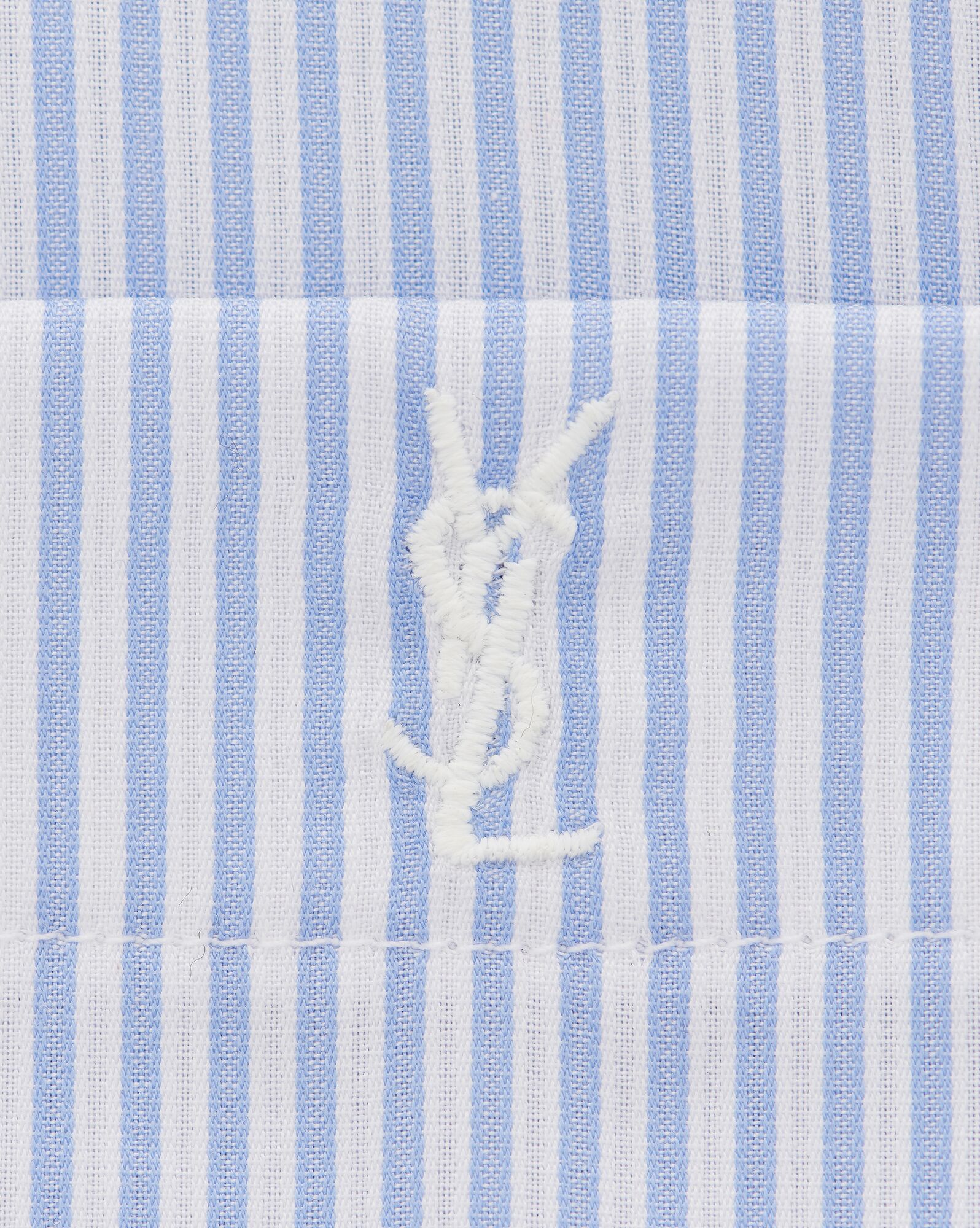 YSL Cassandre Shirt In Pruhované Bavlnene Poplin Blanc Ciel | 30792-HUMX