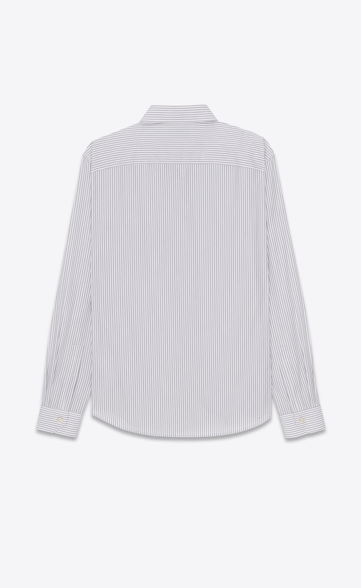 YSL Cassandre Shirt In Pruhované Bavlnene Poplin Blanc Et Noir | 32174-HAIO