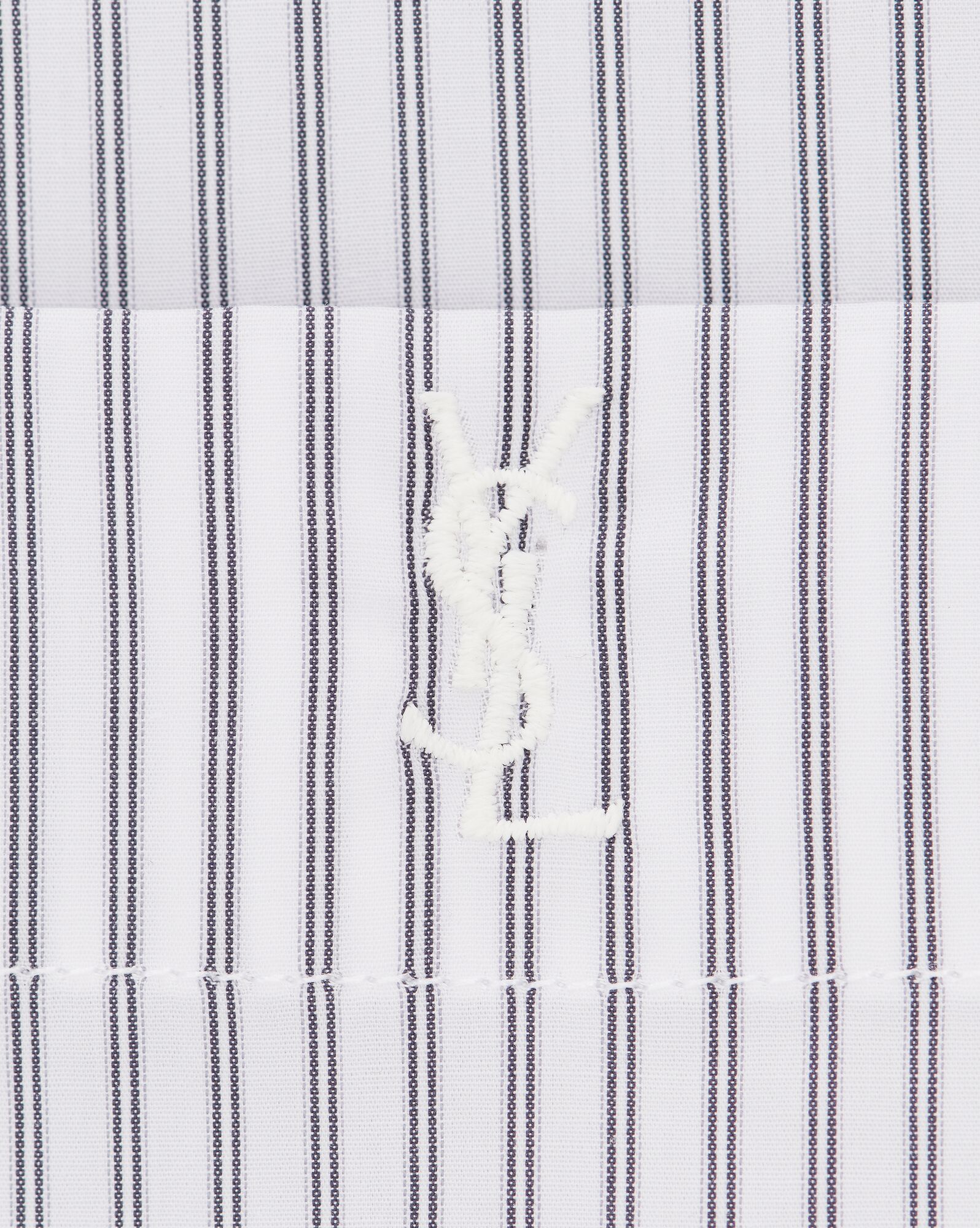 YSL Cassandre Shirt In Pruhované Bavlnene Poplin Blanc Et Noir | 32174-HAIO