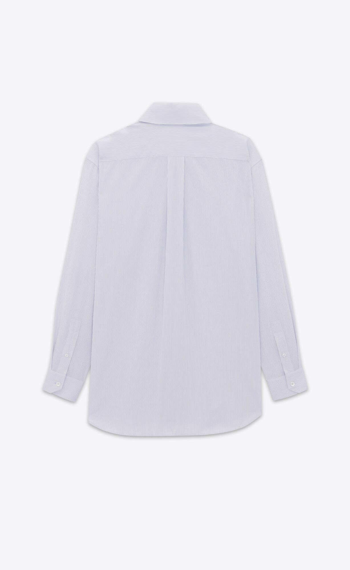 YSL Cassandre Shirt In Pruhované Bavlnene Poplin Blanc Bleu | 87512-XIWM