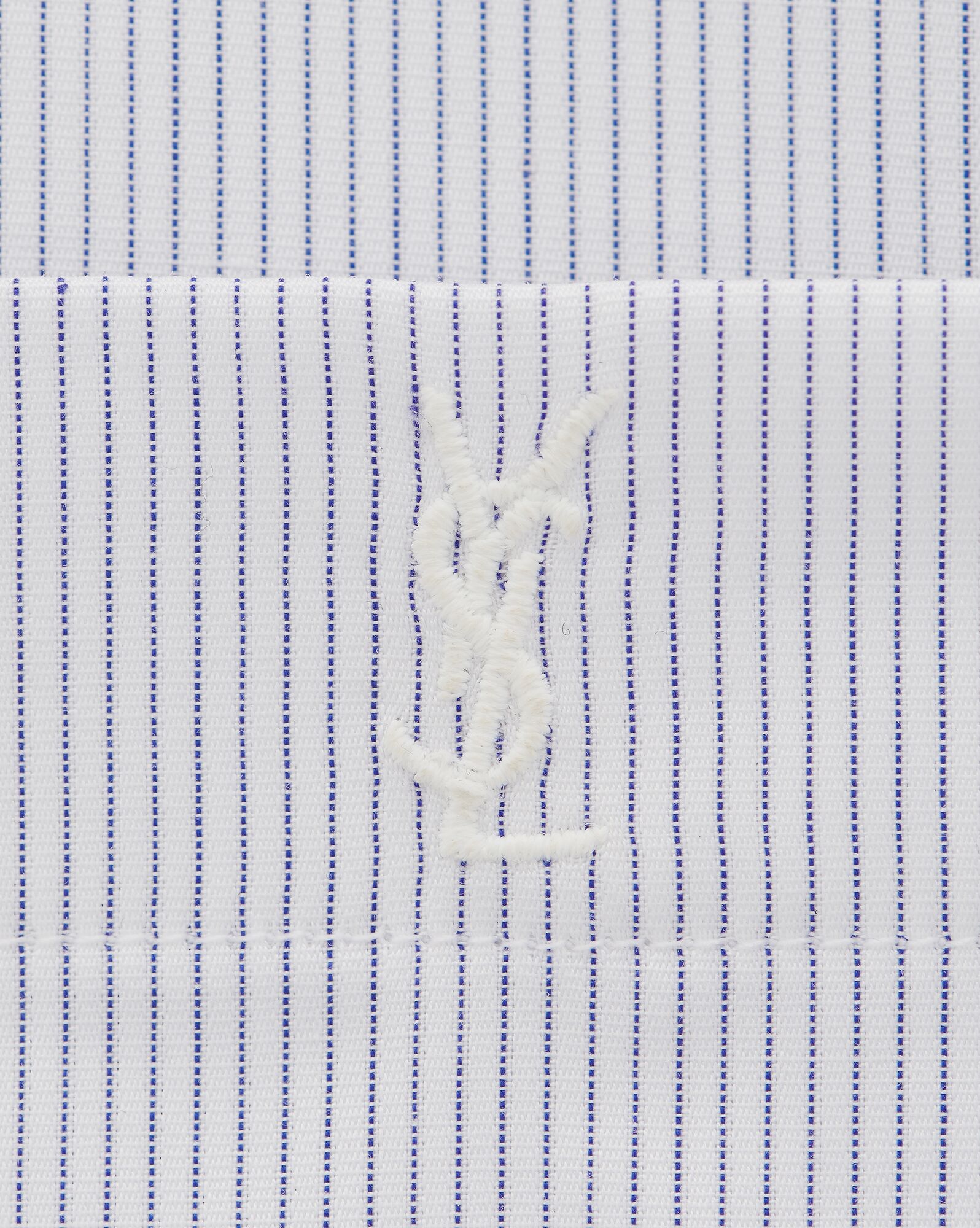 YSL Cassandre Shirt In Pruhované Bavlnene Poplin Blanc Bleu | 87512-XIWM