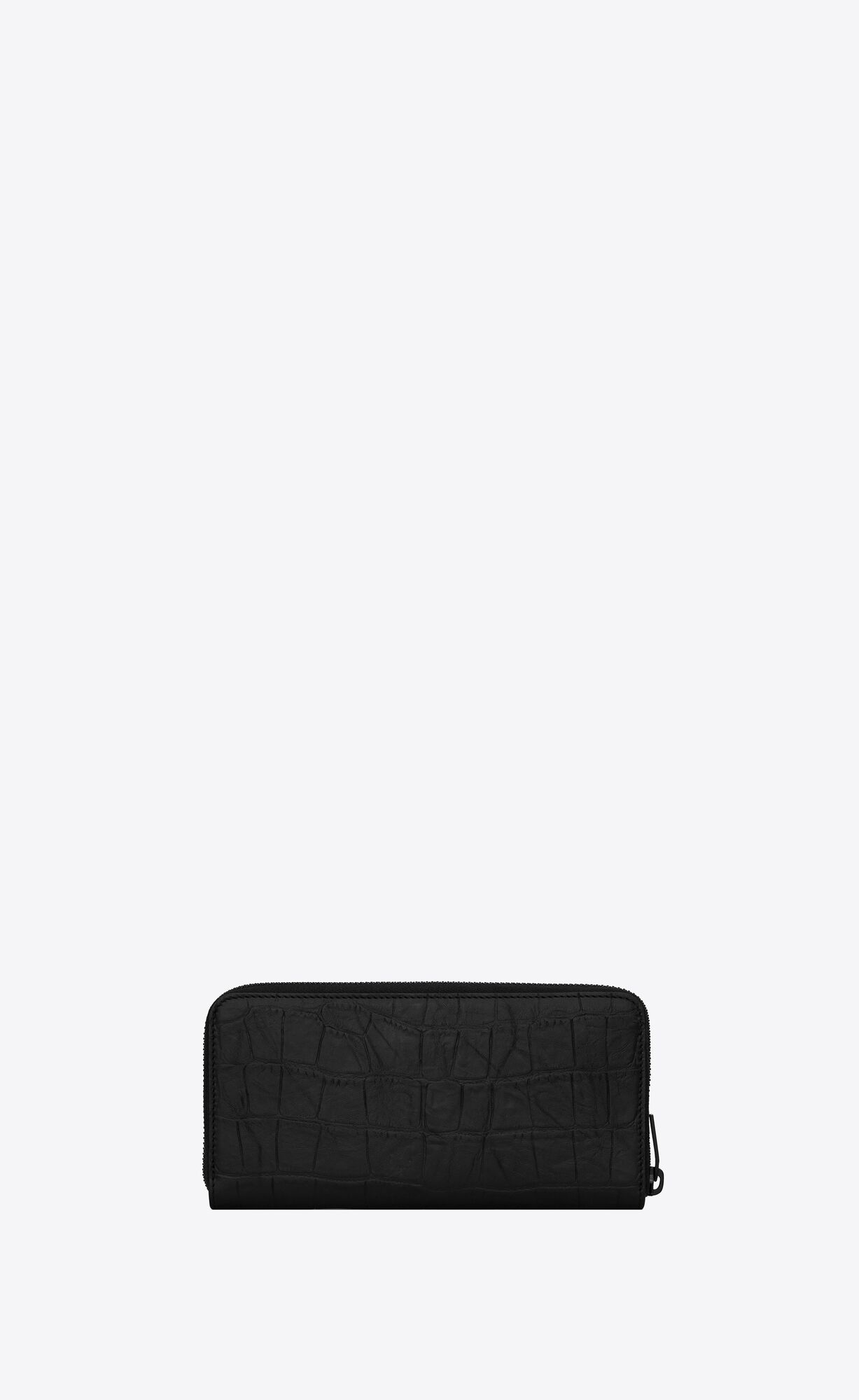 YSL Cassandre Zip-around Wallet In Crocodile-embossed Kozene Čierne | 80163-WMDJ