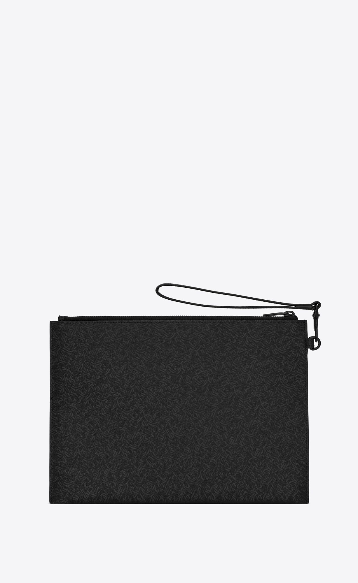 YSL Cassandre Zipped Tablet Holder In Grain De Poudre-embossed Kozene Noir | 29671-ZEIL