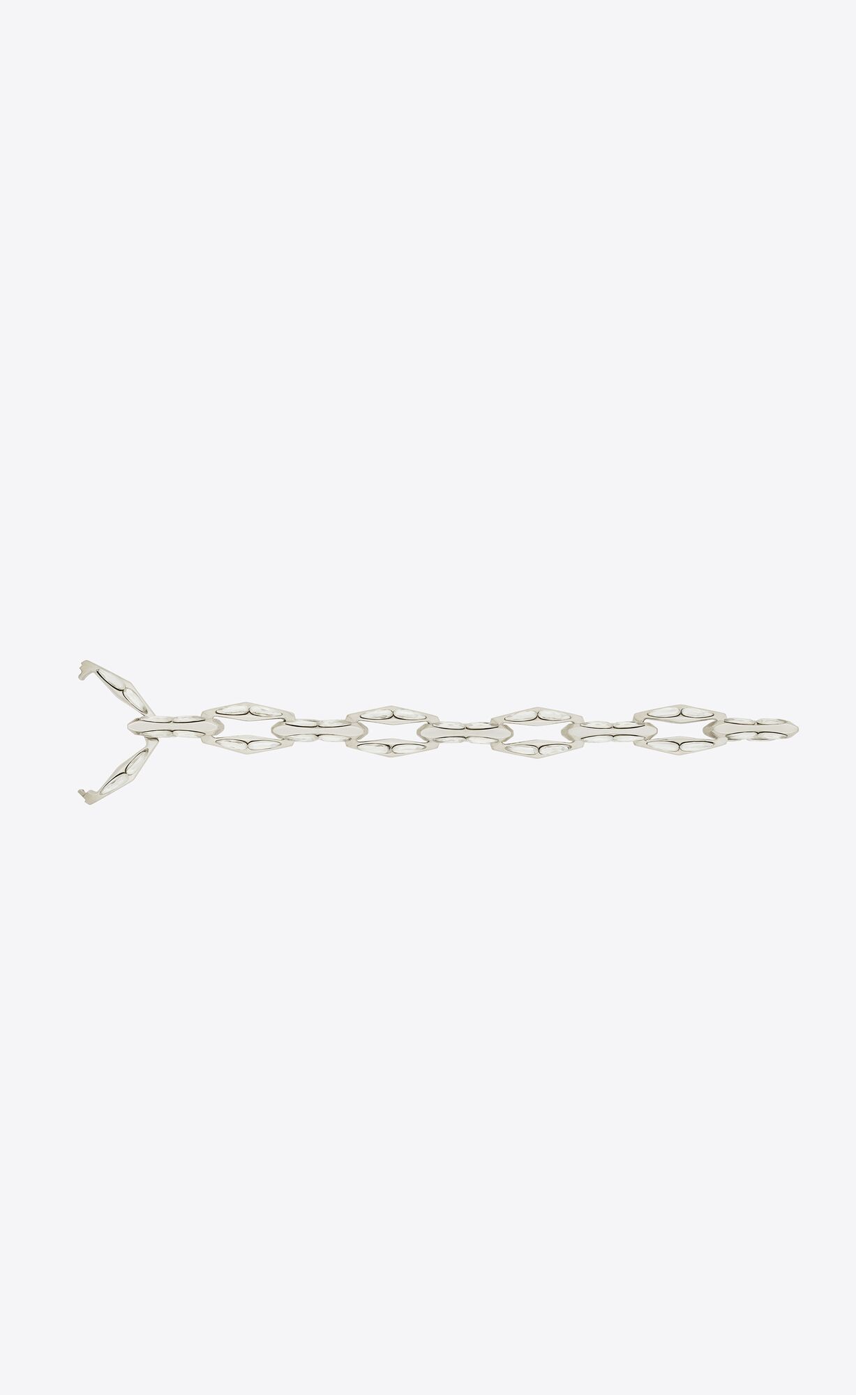 YSL Chain Bracelet In Metal And Rhinestones Crystal And Palladium | 69258-BVZN