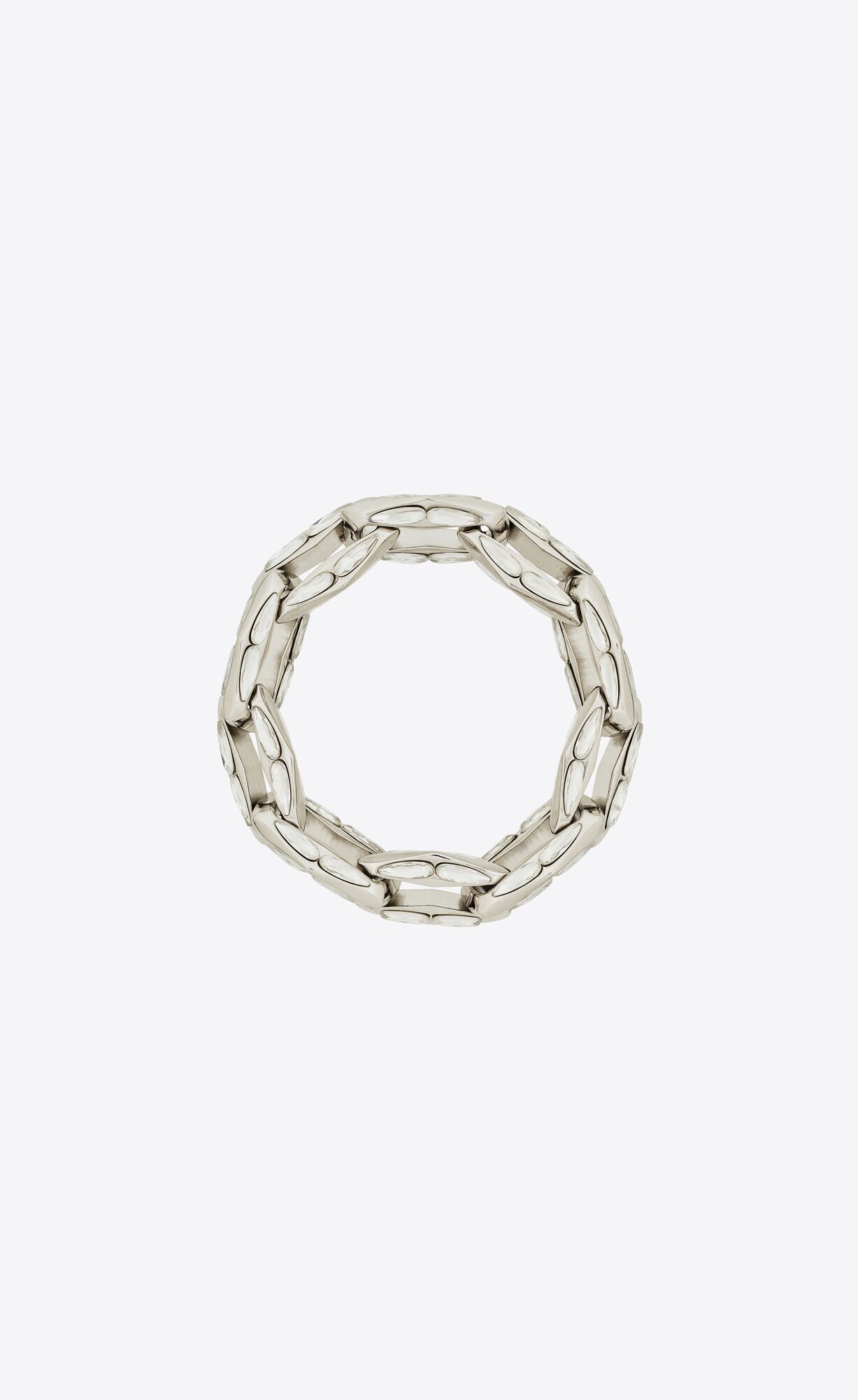 YSL Chain Bracelet In Metal And Rhinestones Crystal And Palladium | 69258-BVZN