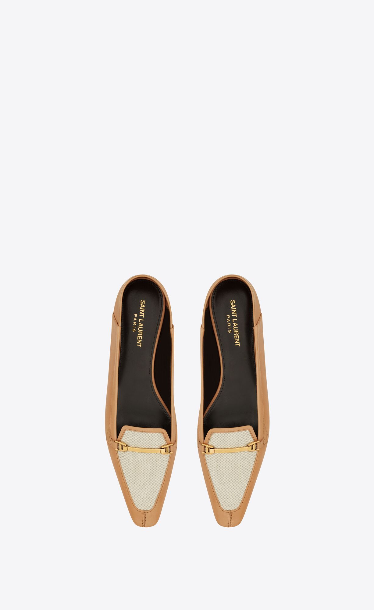 YSL Chris Slippers In Vegetable-tanned Kozene And Platene Zlate Biele | 97152-AKMH