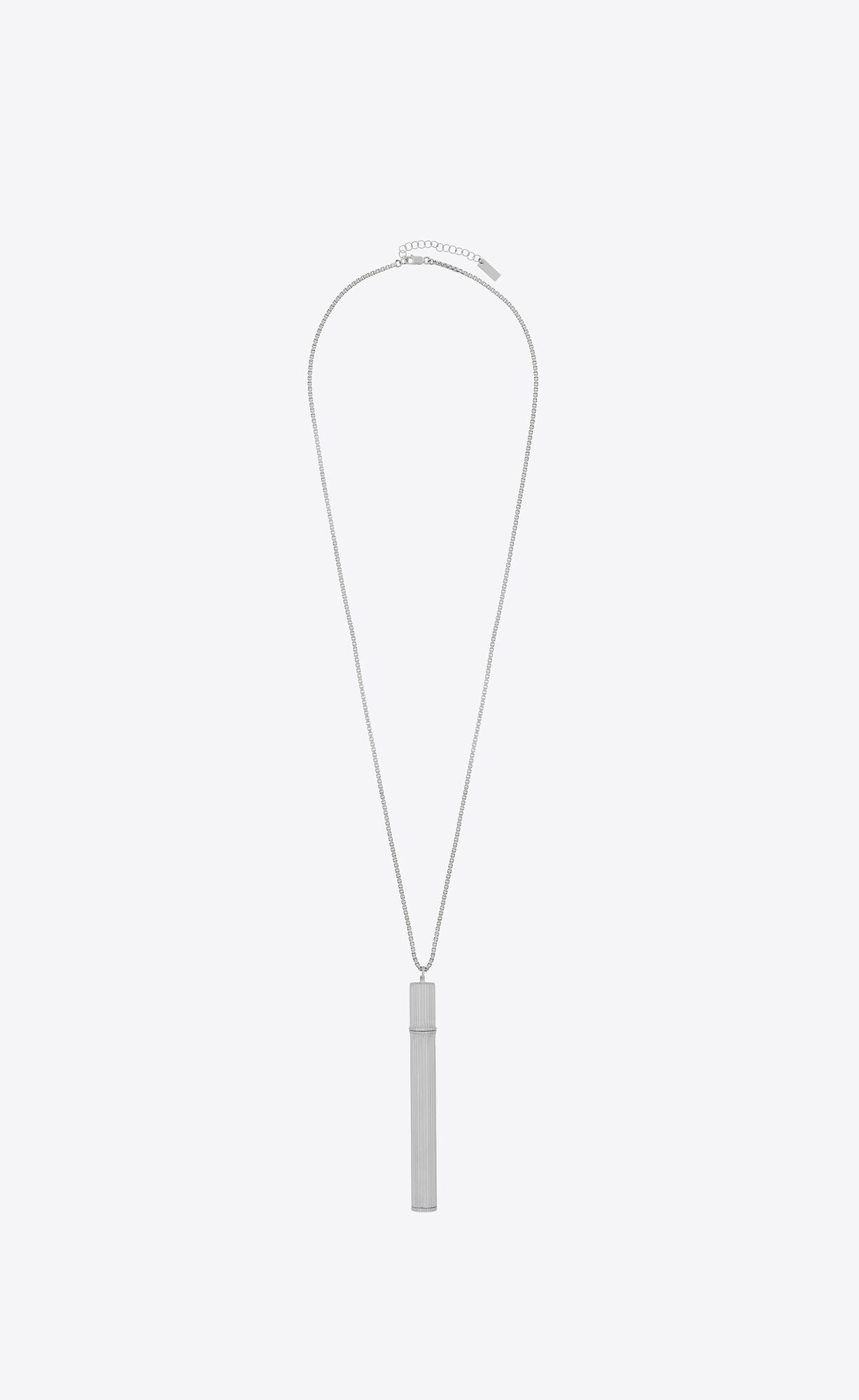 YSL Cigarette Holder Pendant Necklace In Sterling Silver Strieborne | 25836-ZBJX