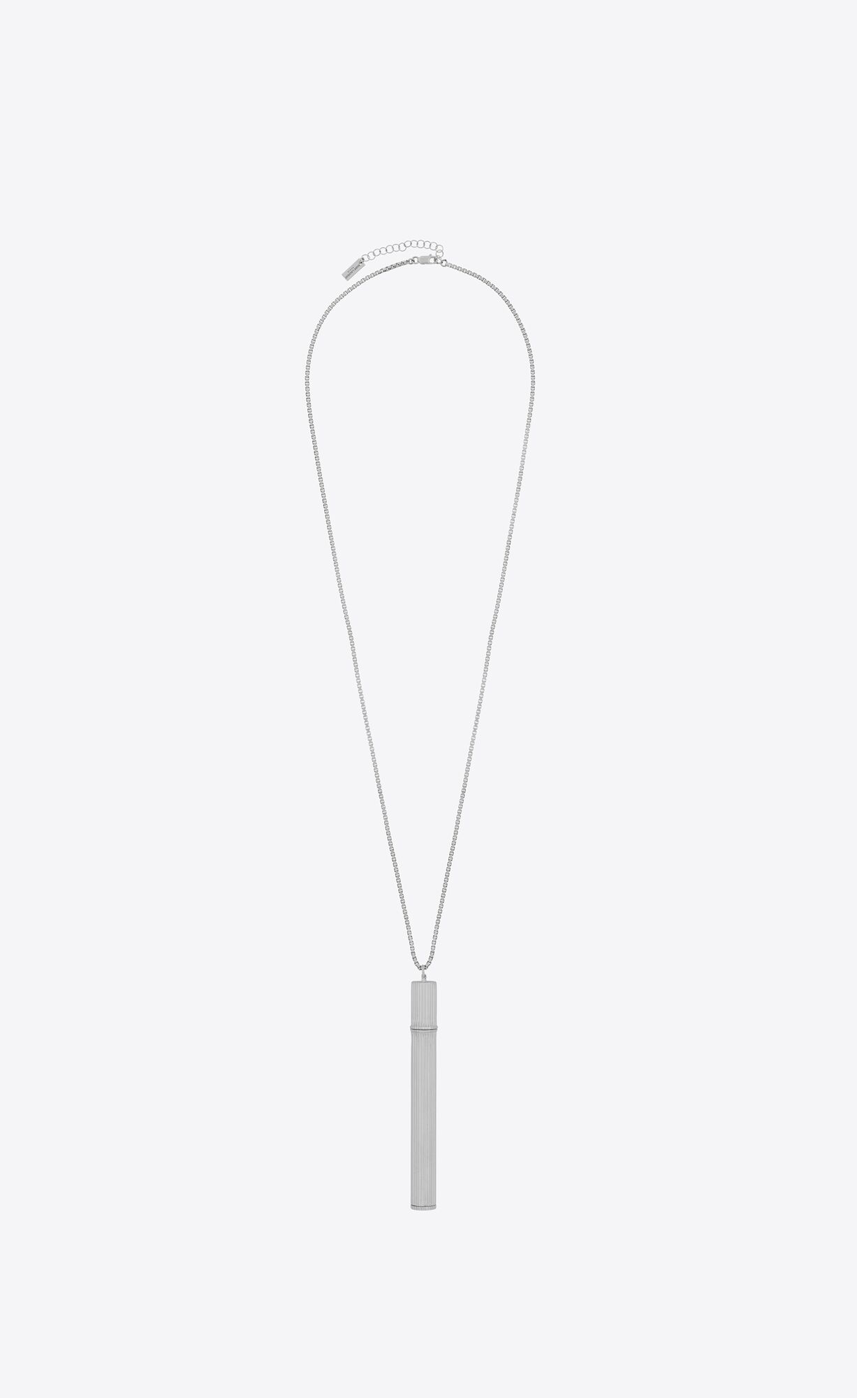 YSL Cigarette Holder Pendant Necklace In Sterling Silver Strieborne | 25836-ZBJX