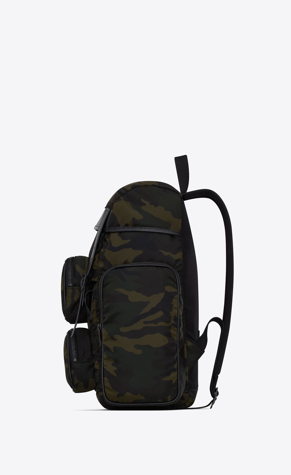 YSL City Multi-pocket Backpack In Smooth Kozene And Nylon Čierne Hnedožltý | 74120-AQWG