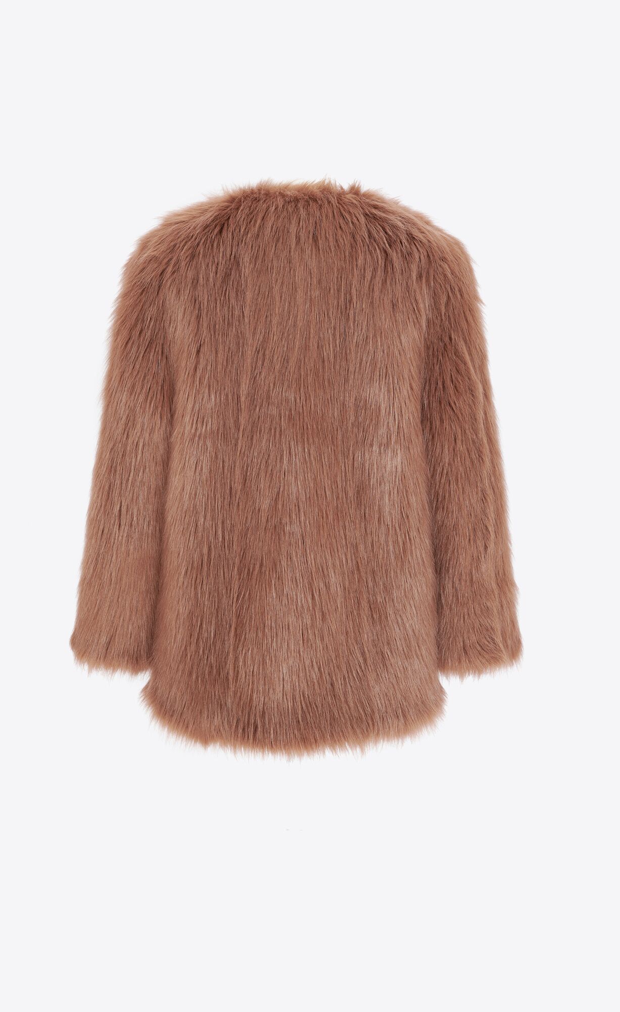 YSL Coat In Animal-free Fur Tabac | 81576-PVLQ