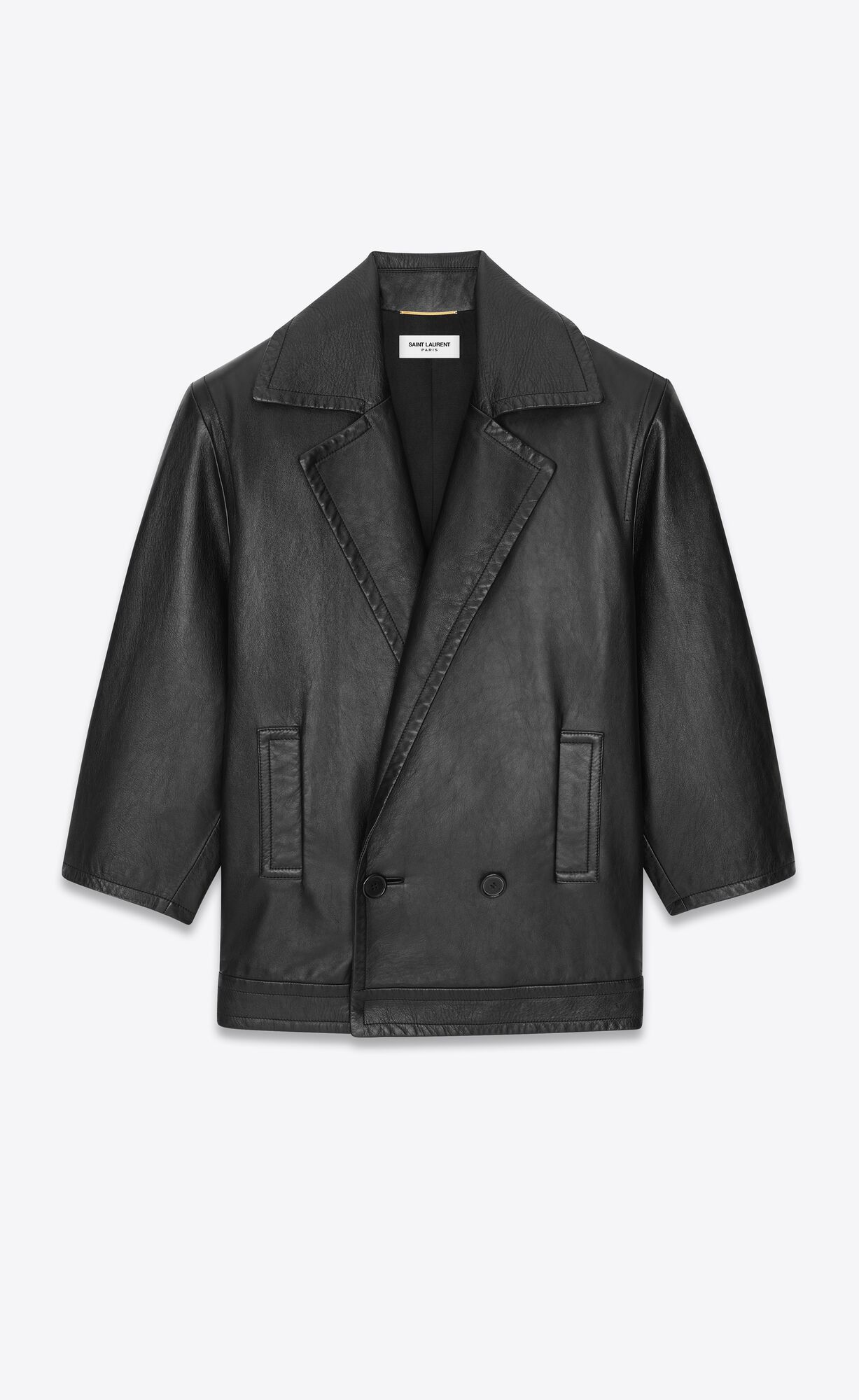 YSL Coat In Drummed Lambskin Čierne | 34850-IXBC