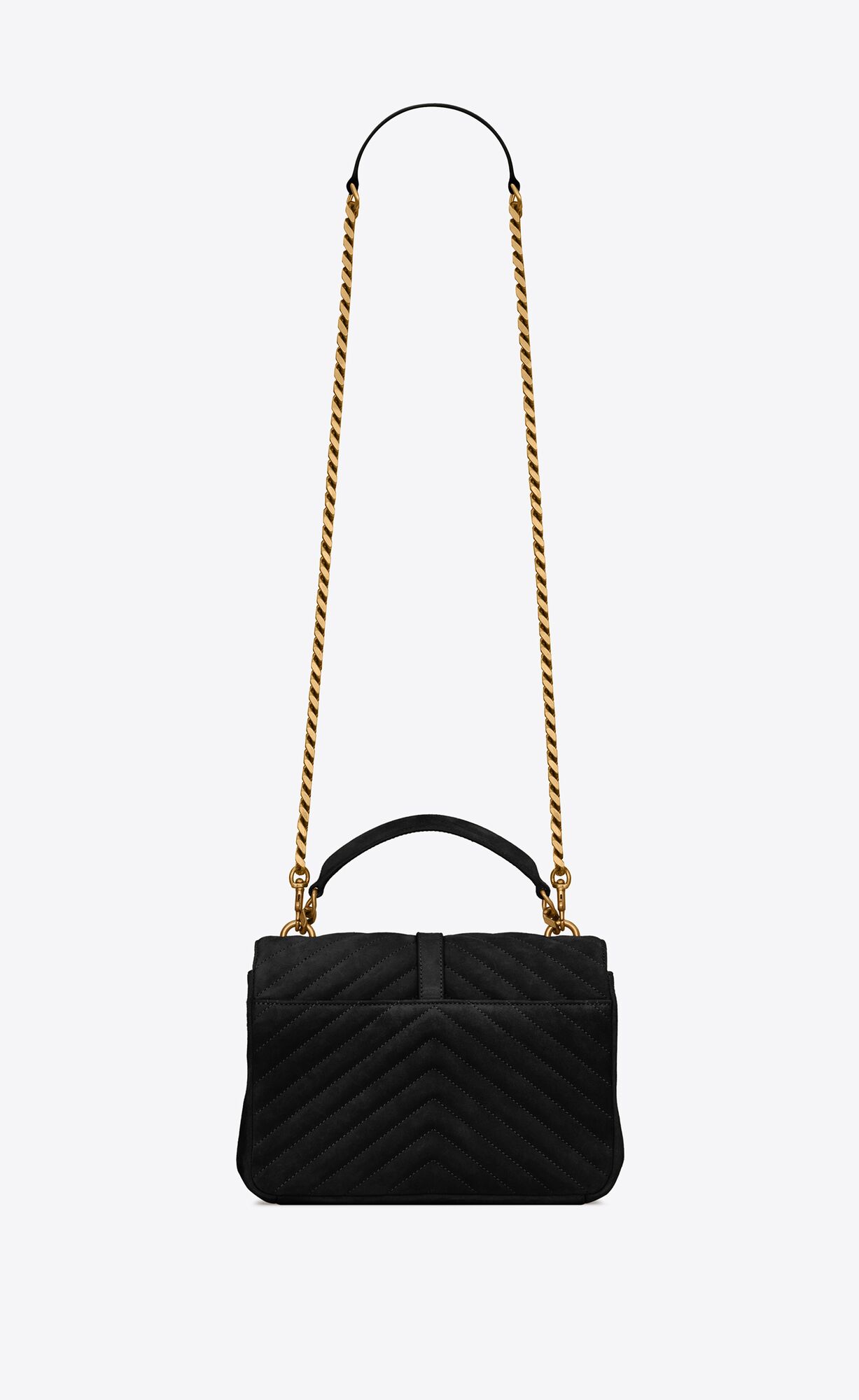 YSL College Medium Chain Bag In Prešívané Semisove Čierne | 16723-VRFH