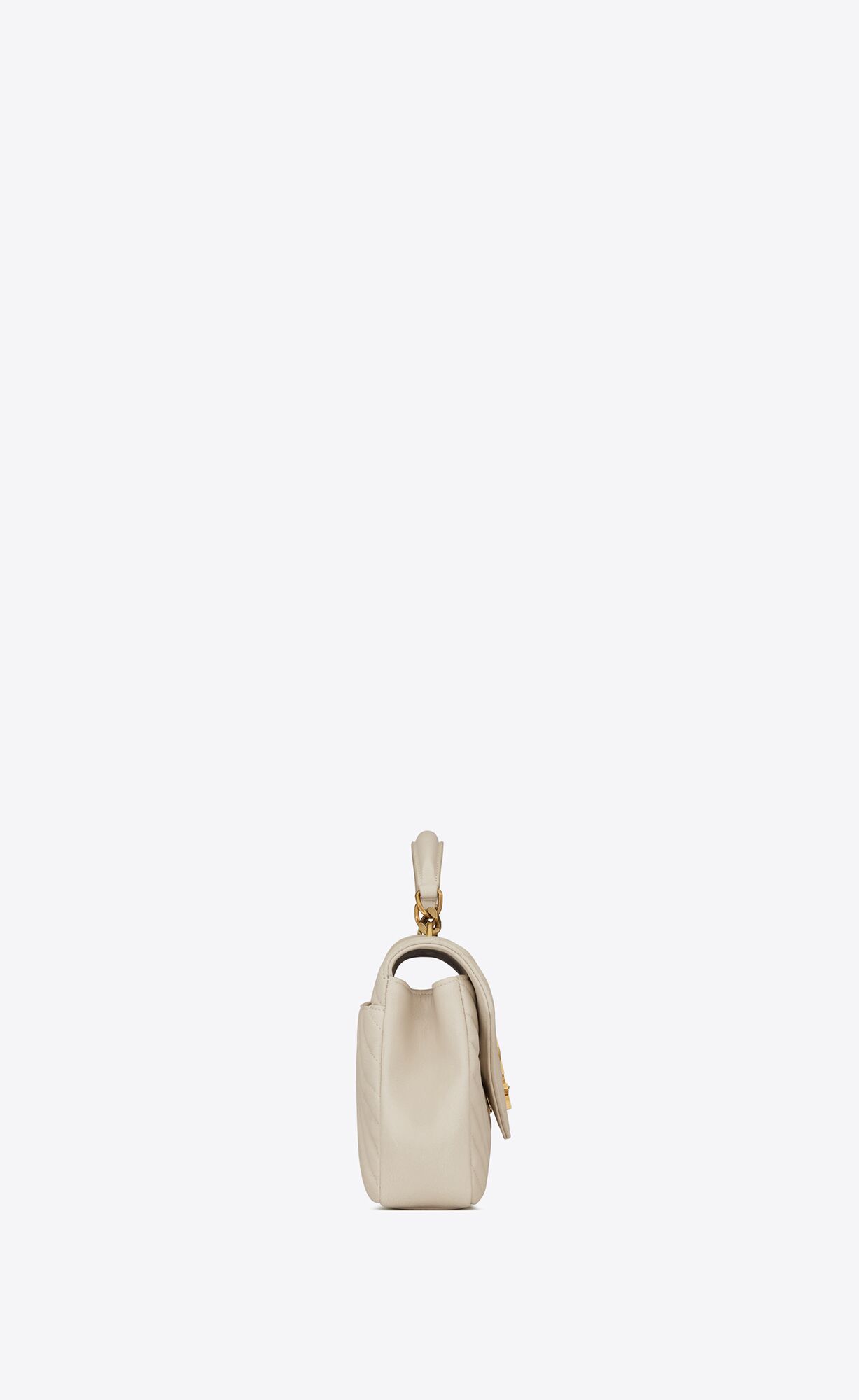 YSL College Medium Chain Bag In Prešívané Kozene Blanc Vintage | 53721-XNJD